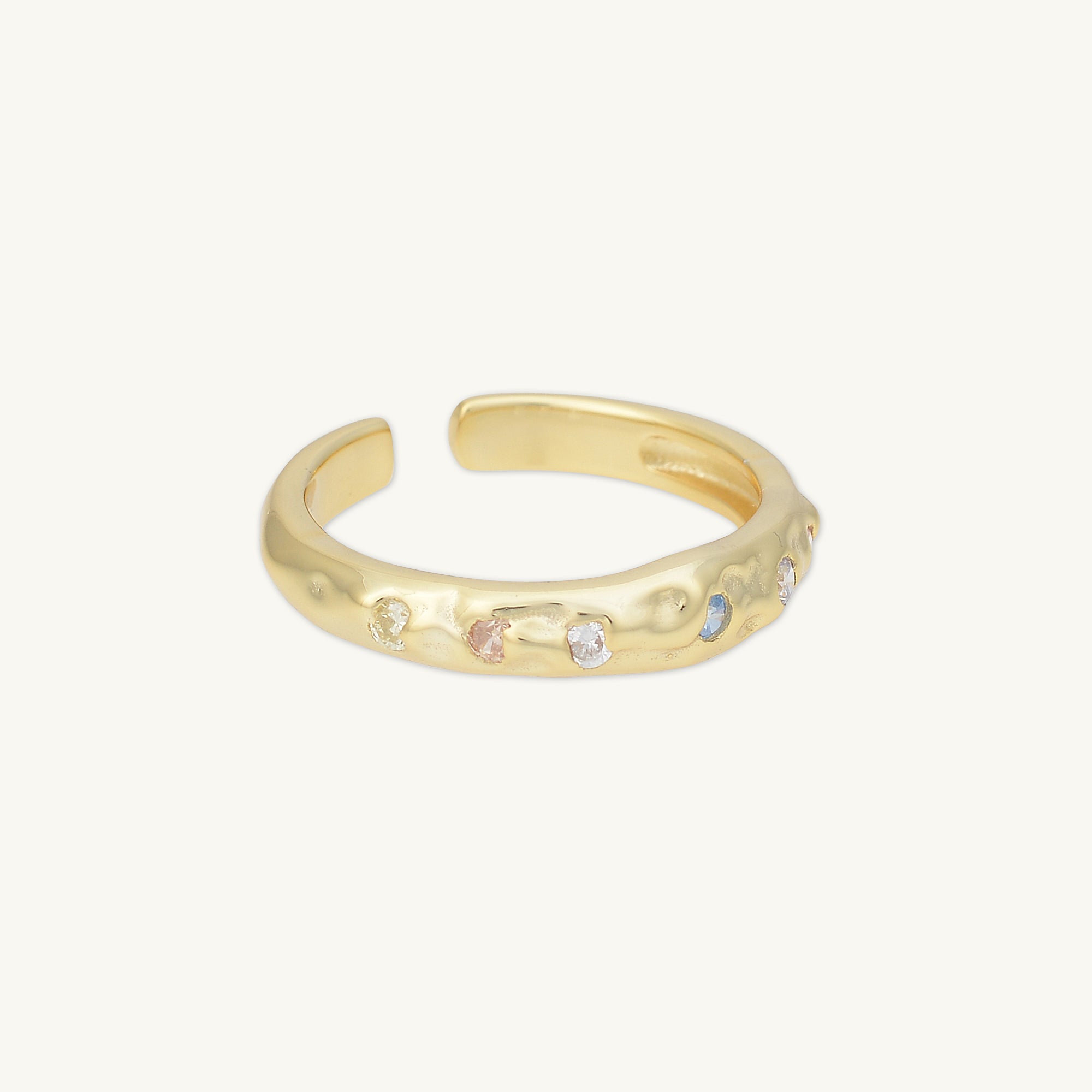 Molten Multi-Gemstone Open Ring