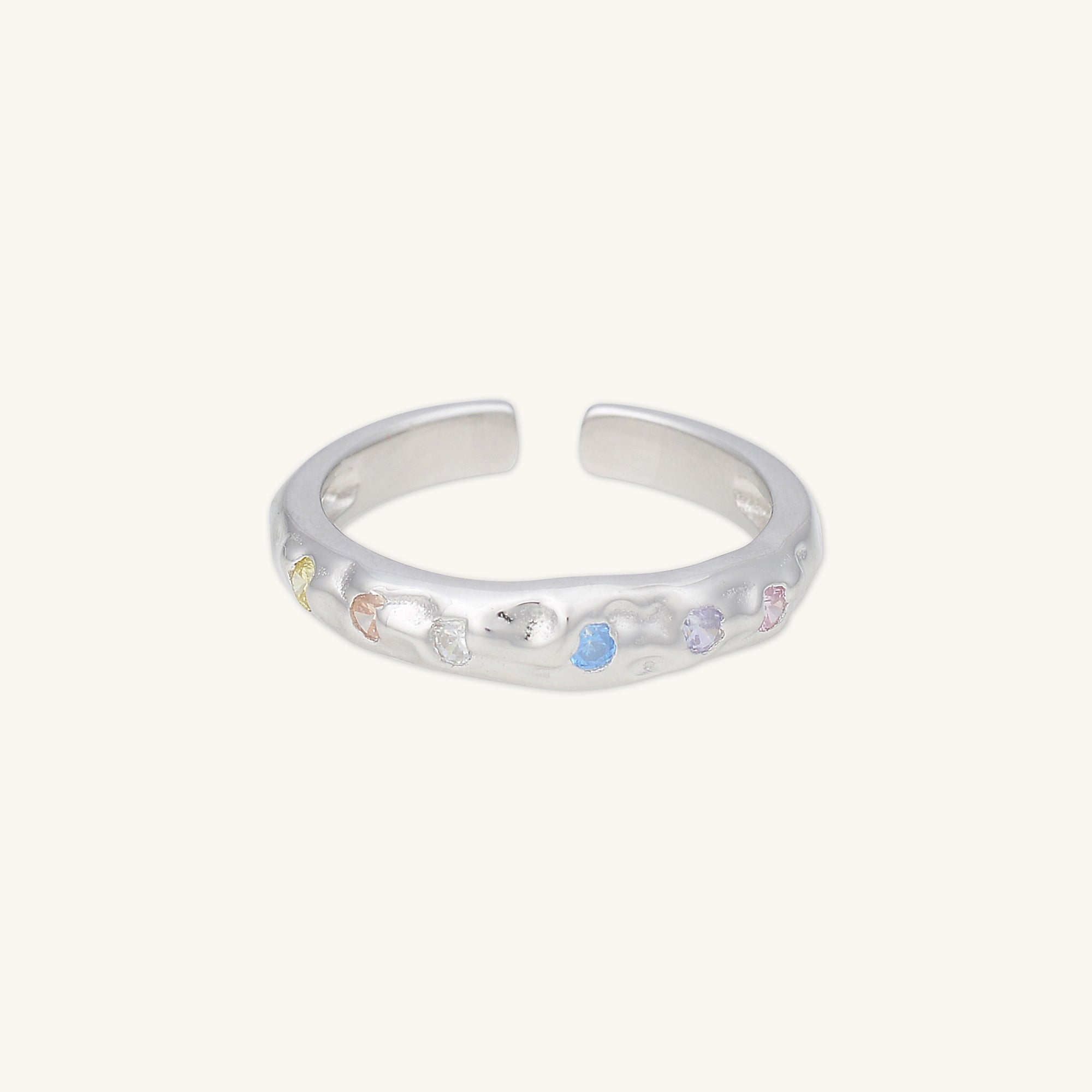 Molten Multi-Gemstone Open Ring