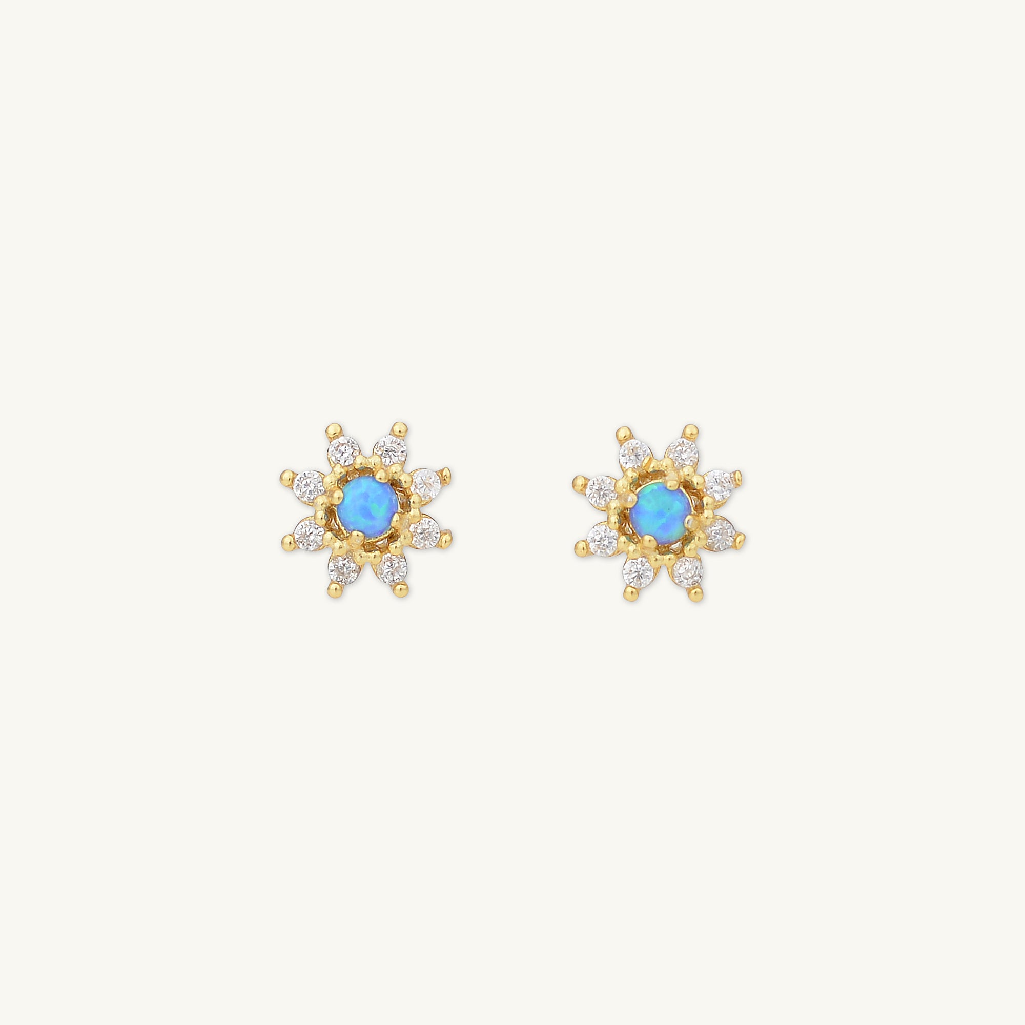 Blue Opal Starburst Sapphire Earrings