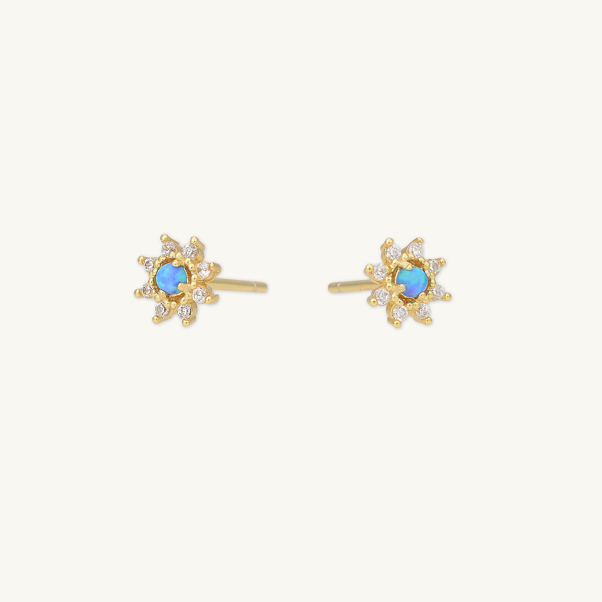 Blue Opal Starburst Sapphire Earrings