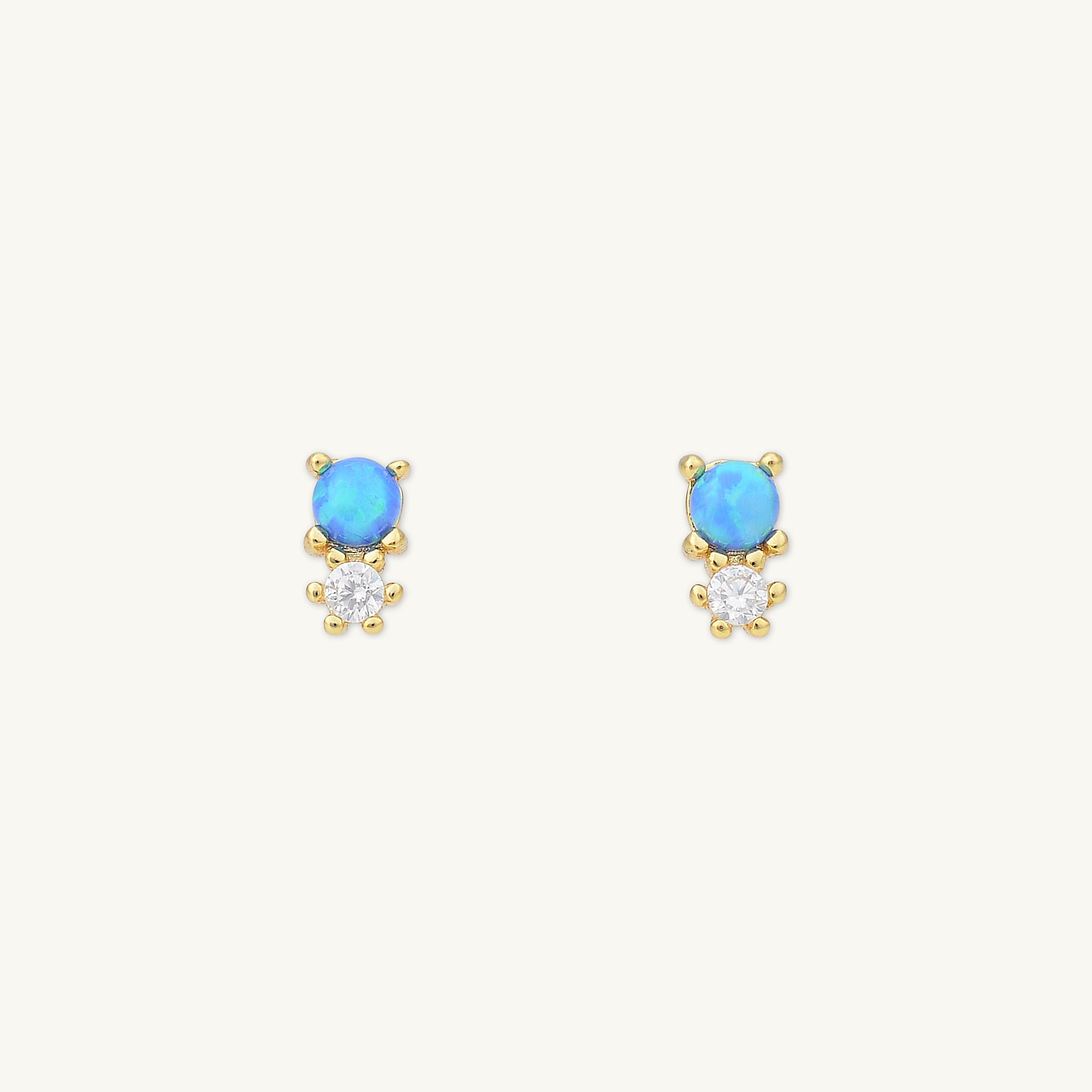 Blue Opal Sapphire Stud Earrings