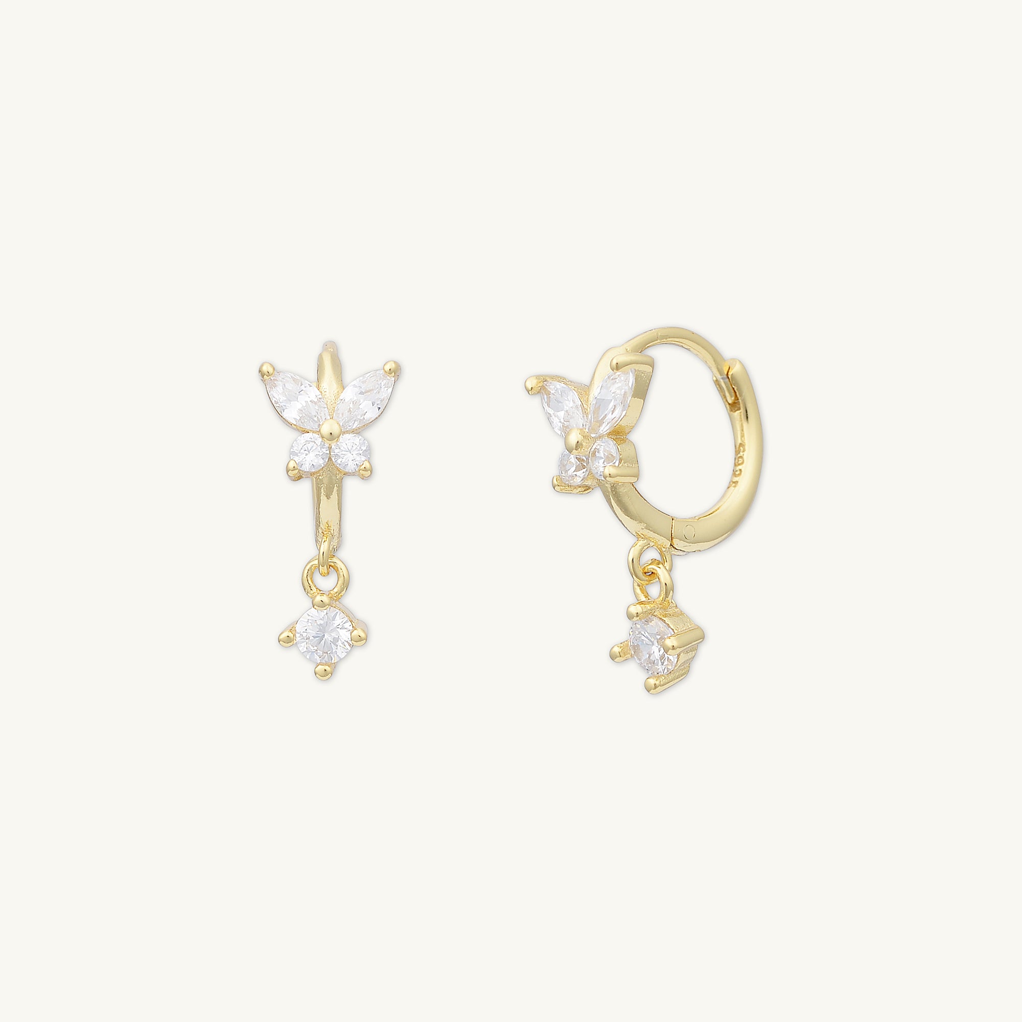 Butterfly Sapphire Drop Huggie Earrings
