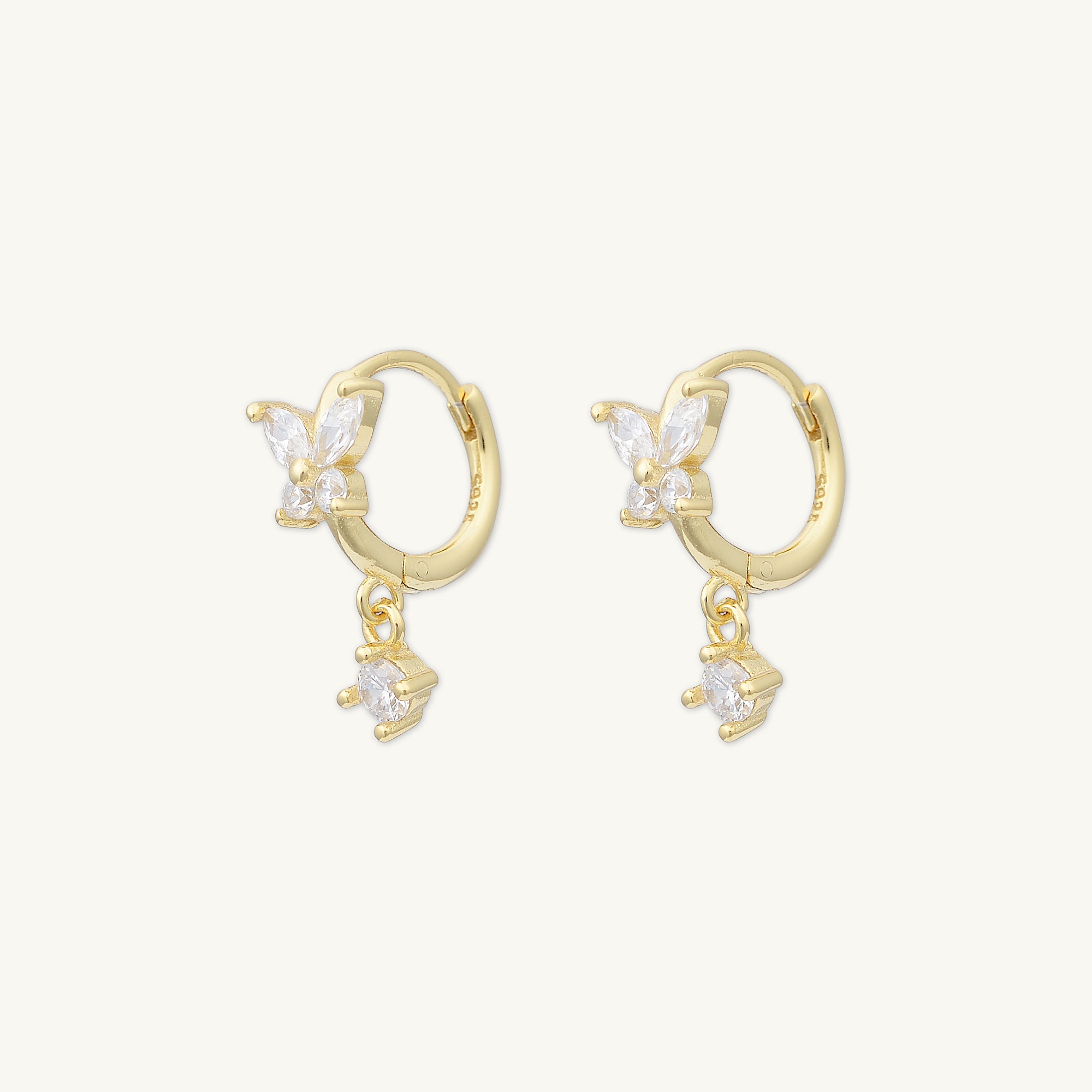 Butterfly Sapphire Drop Huggie Earrings