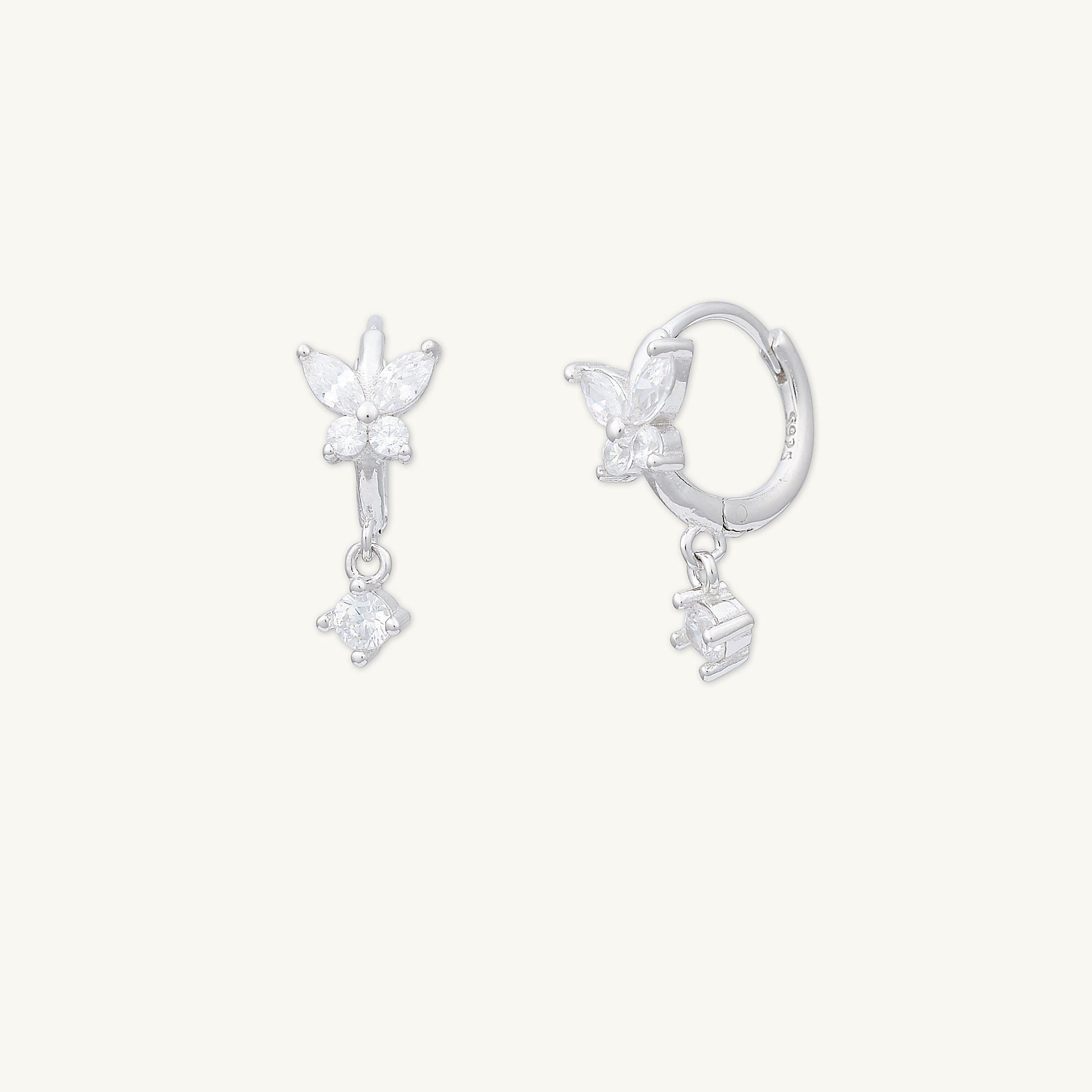 Butterfly Sapphire Drop Huggie Earrings