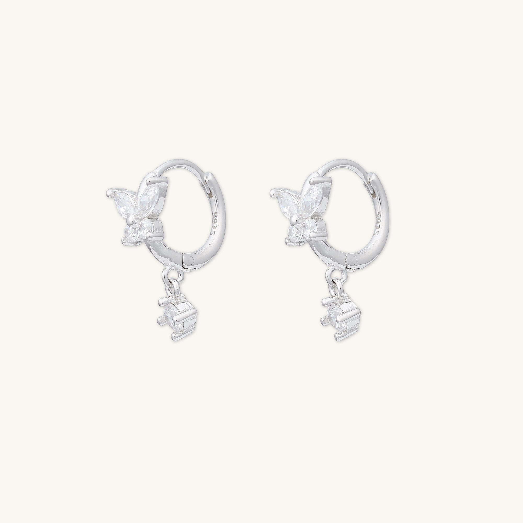 Butterfly Sapphire Drop Huggie Earrings