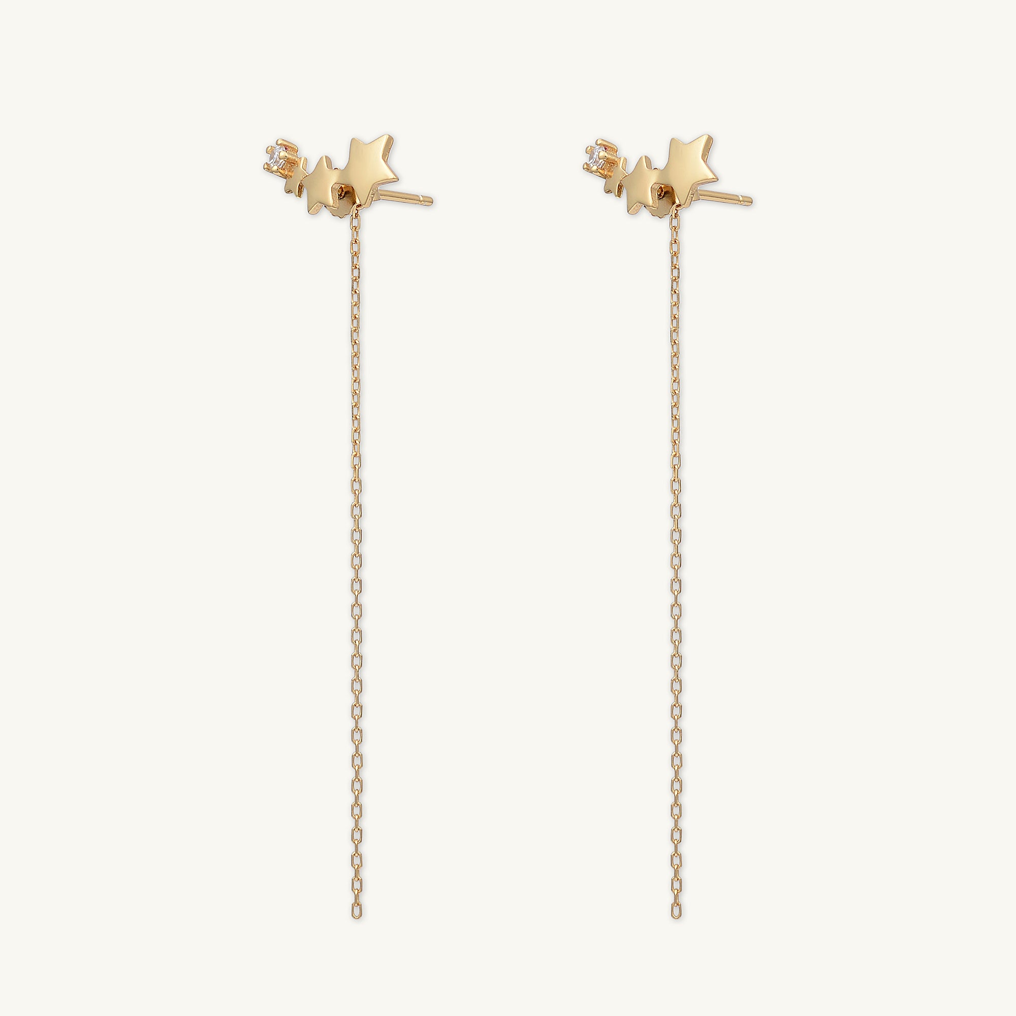 Star Long Drop Chain Earrings