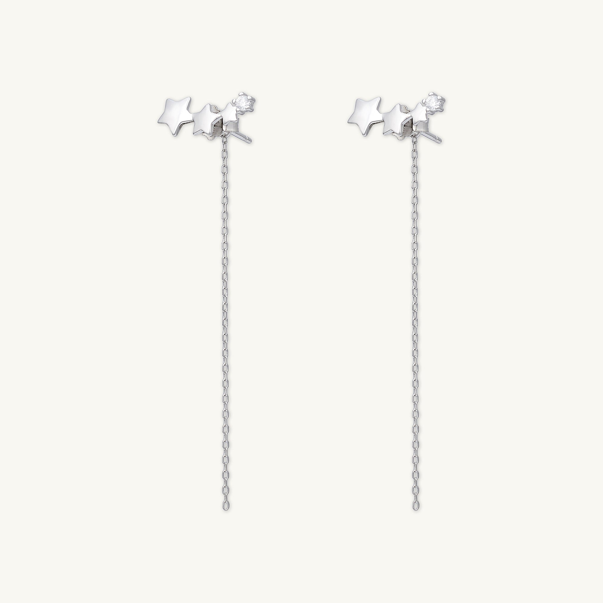 Star Long Drop Chain Earrings