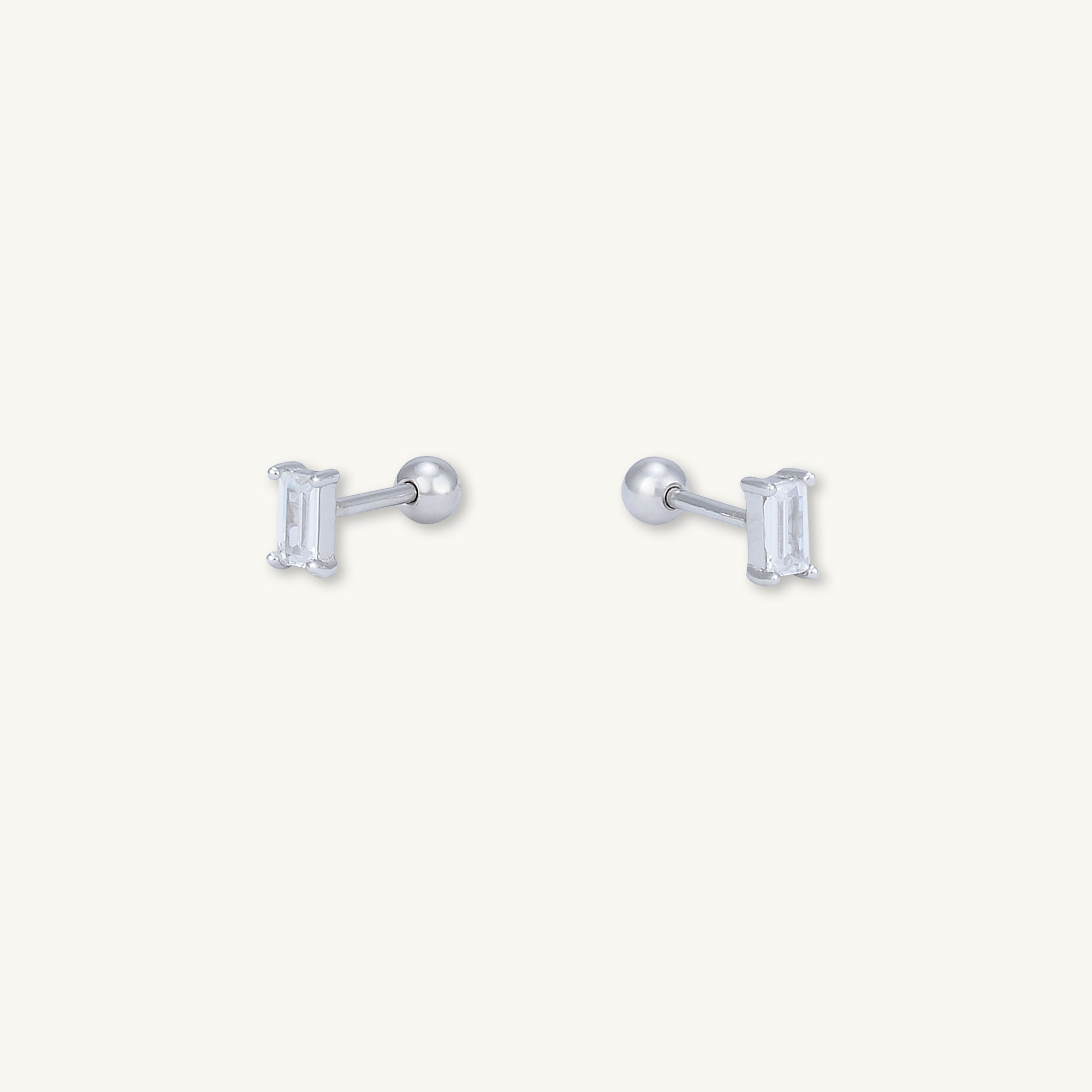 Baguette Barbell Stud Cartilage Earrings - Camile & Stone