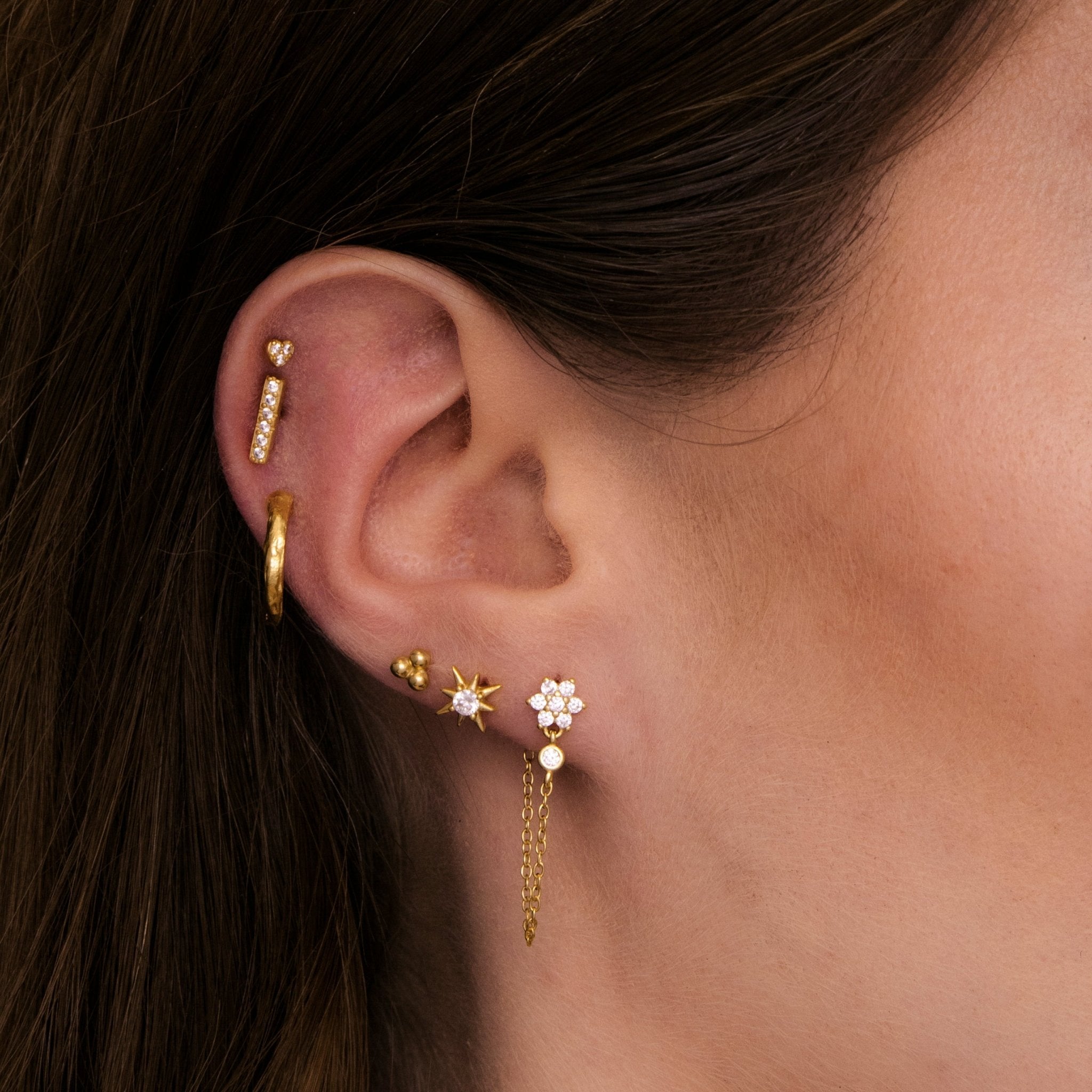 Bar Sapphire Barbell Stud Cartilage Earrings - Camile & Stone