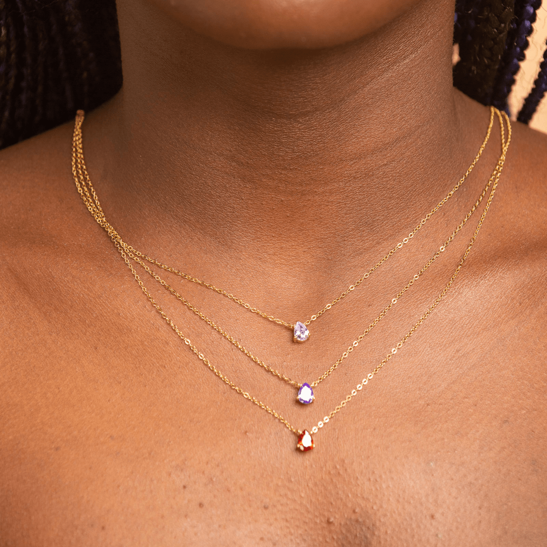 Birthstone Pear Shaped Necklace January - Camile & Stone