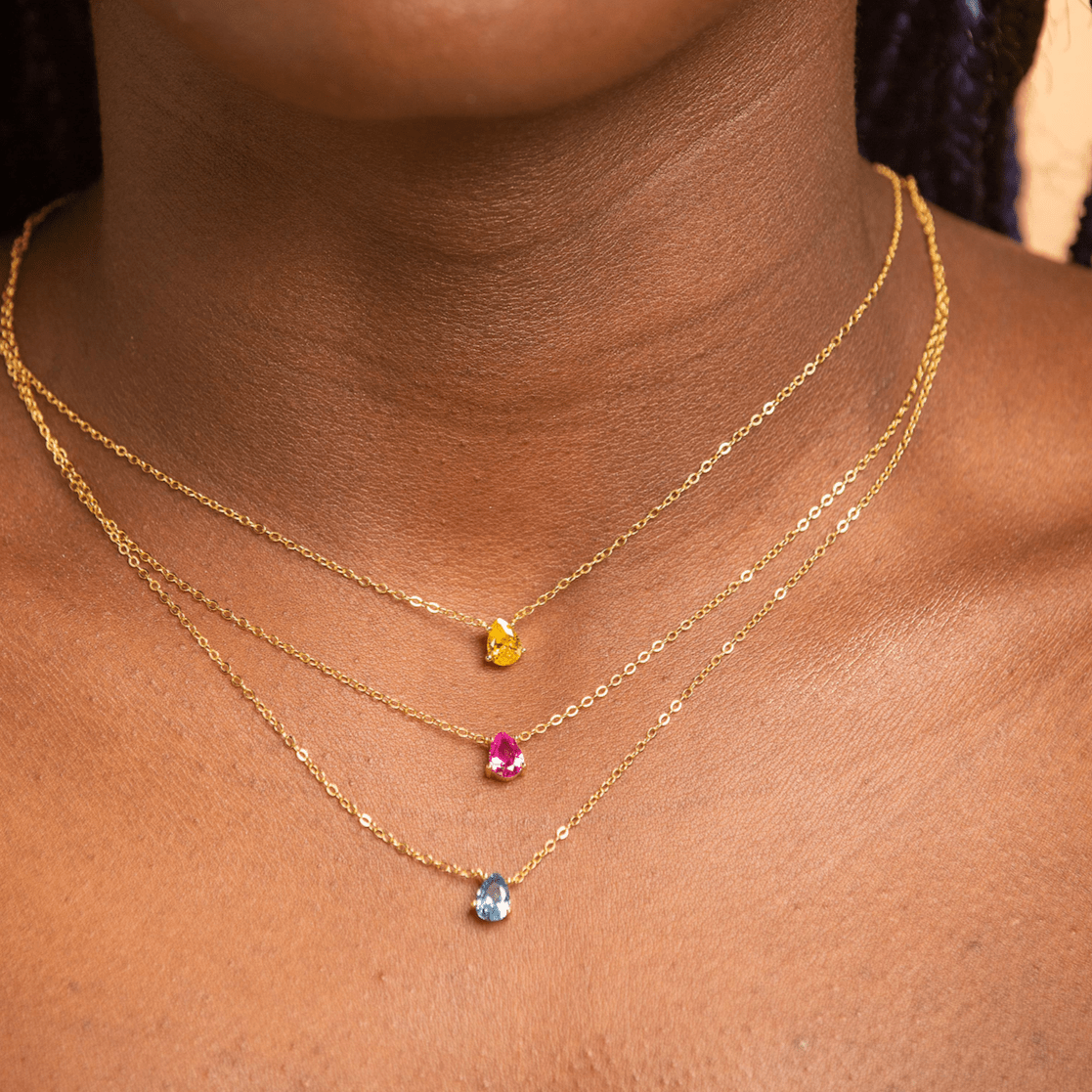 Birthstone Pear Shaped Necklace July - Camile & Stone