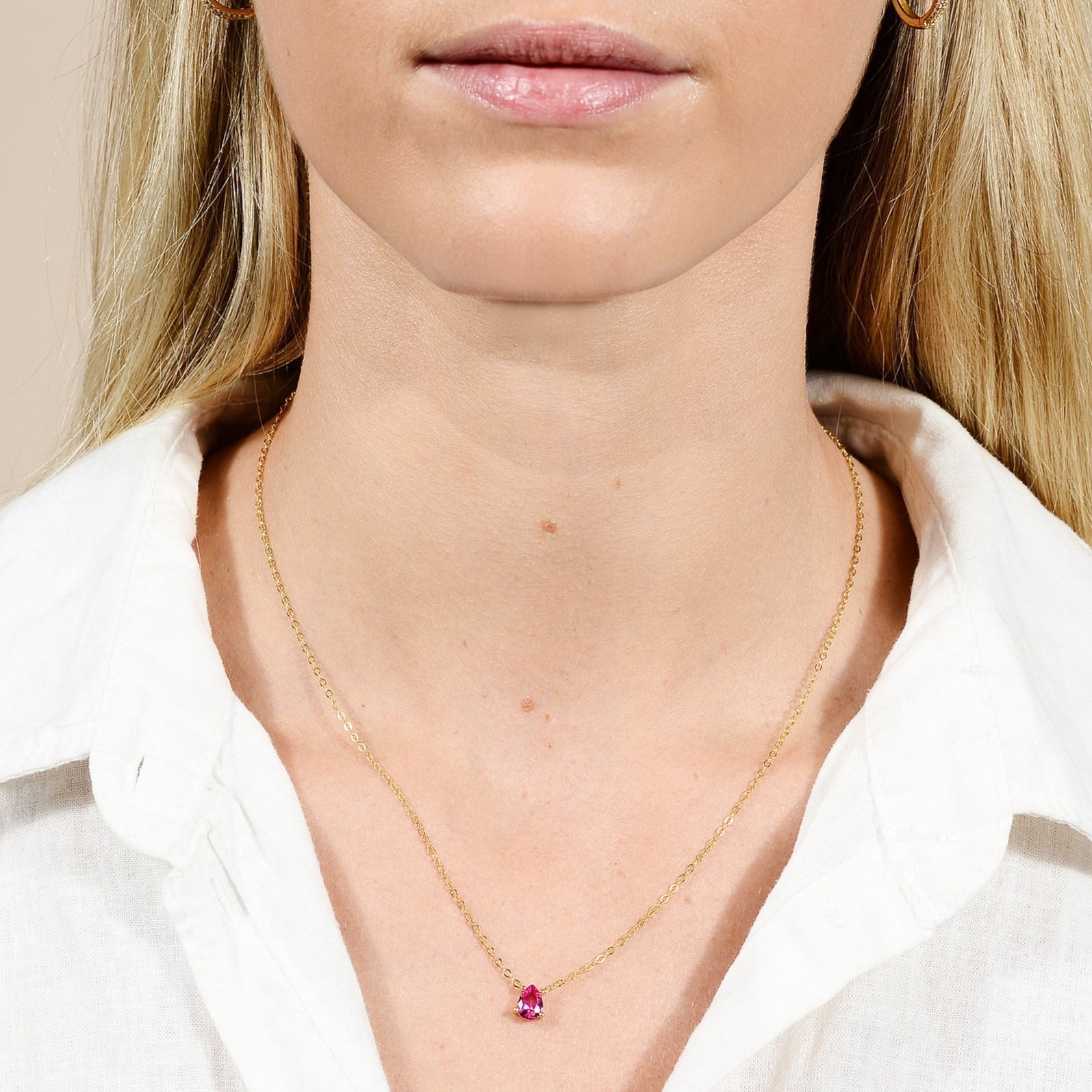 Birthstone Pear Shaped Necklace July - Camile & Stone