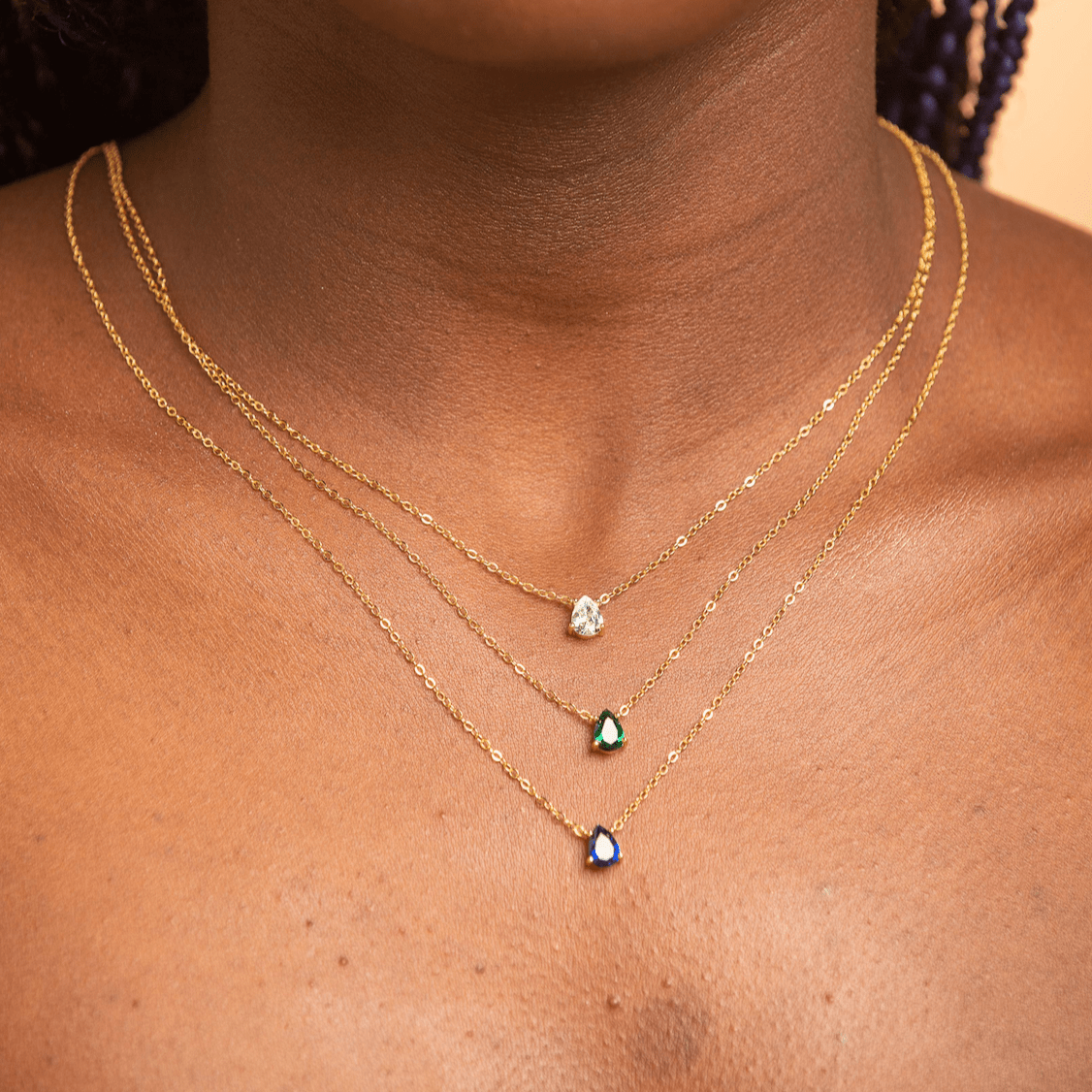 Birthstone Pear Shaped Necklace May - Camile & Stone