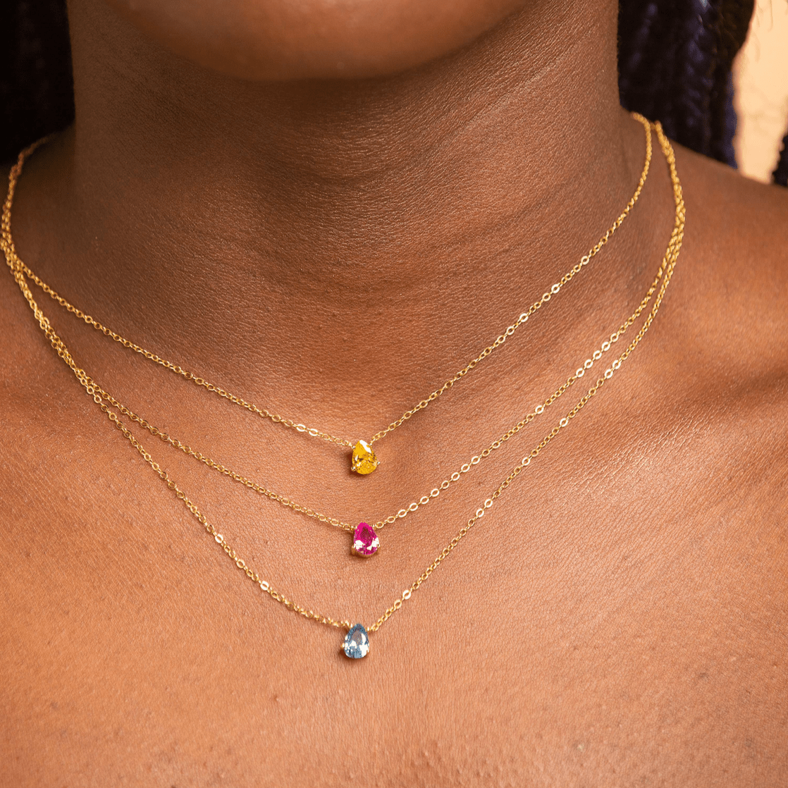Birthstone Pear Shaped Necklace November - Camile & Stone