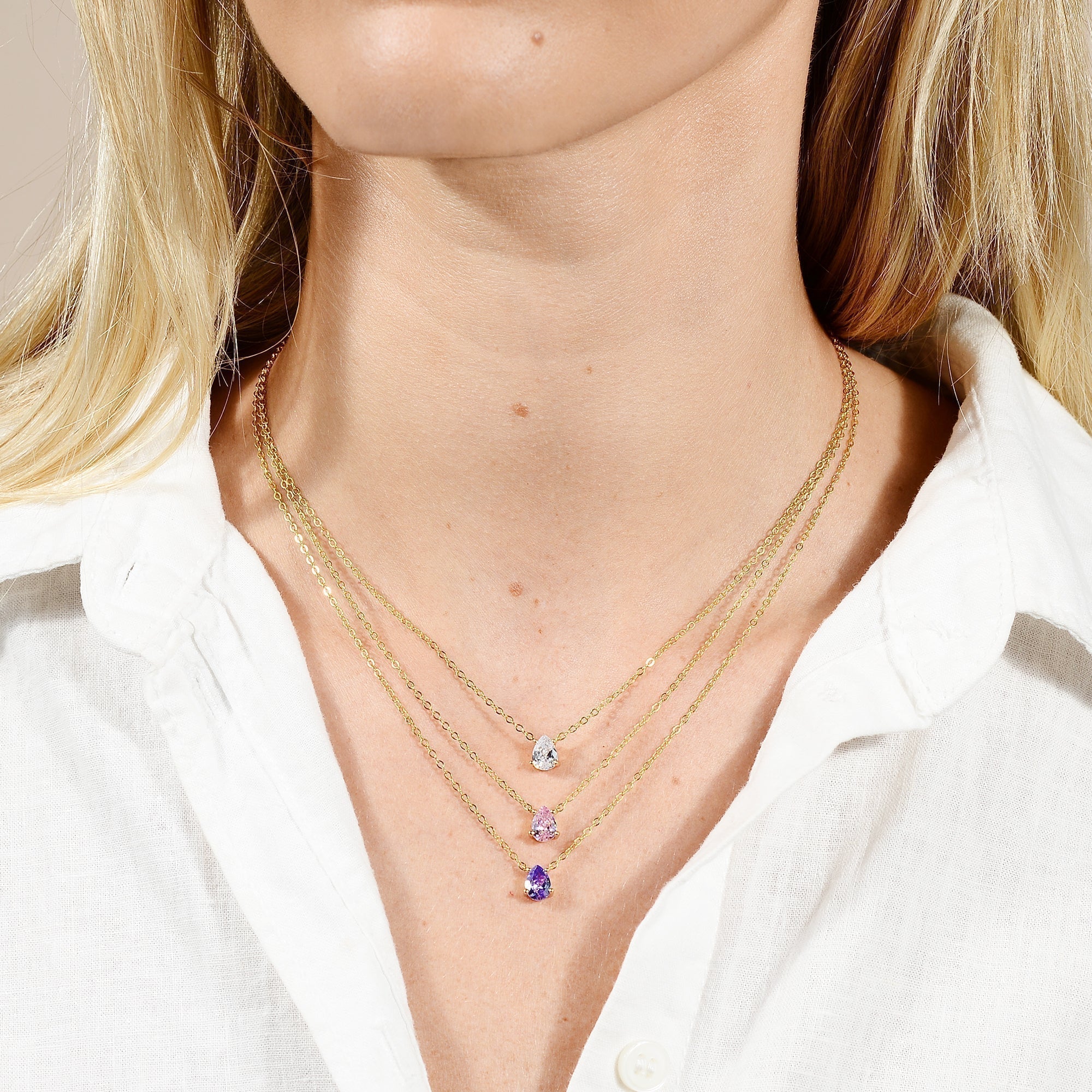 Birthstone Pear Shaped Necklace October - Camile & Stone