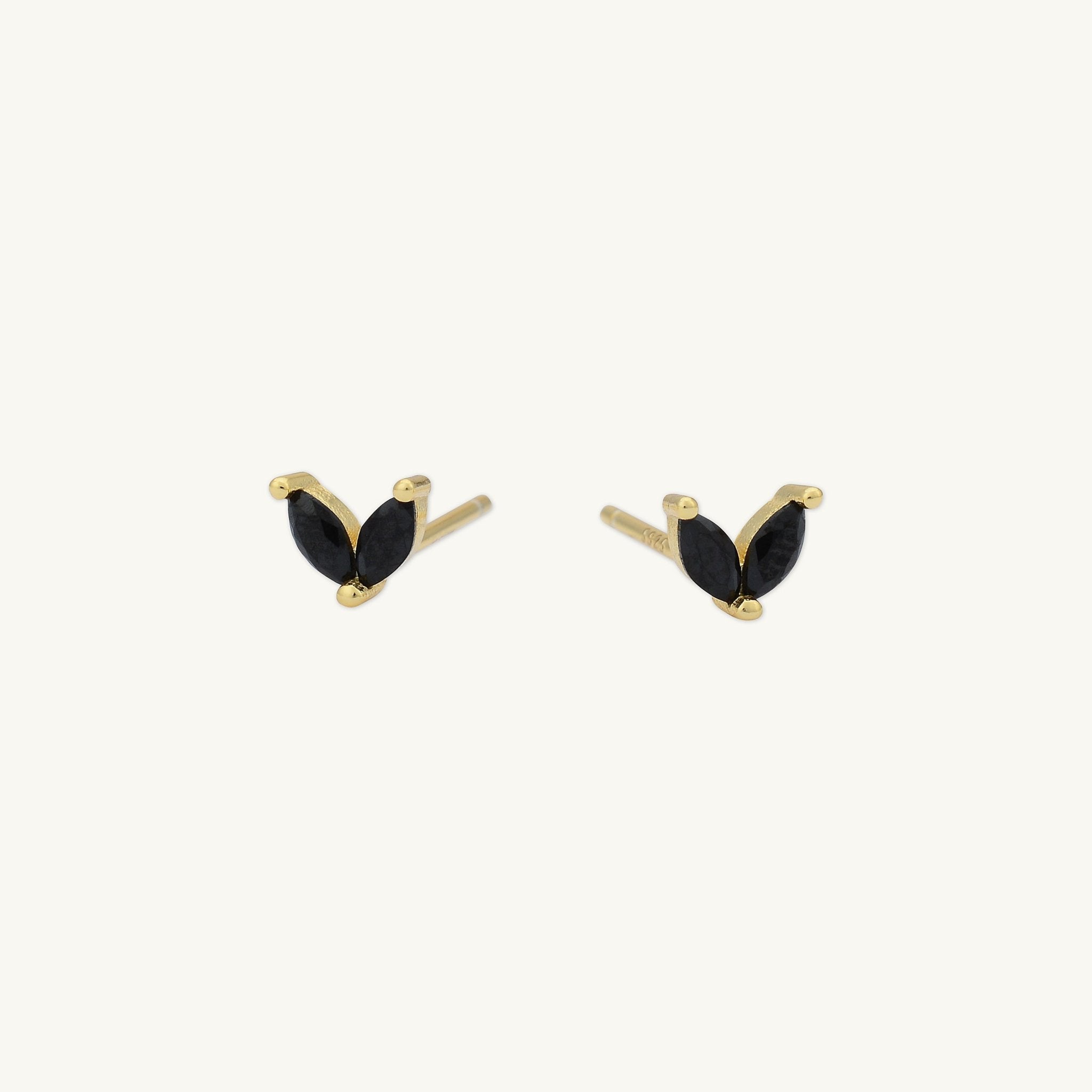 Black Angel Wings Sapphire Stud Earrings - Camile & Stone