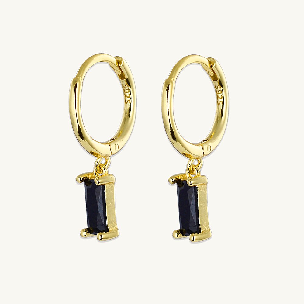 Black Baguette Hoop Earrings - Camile & Stone
