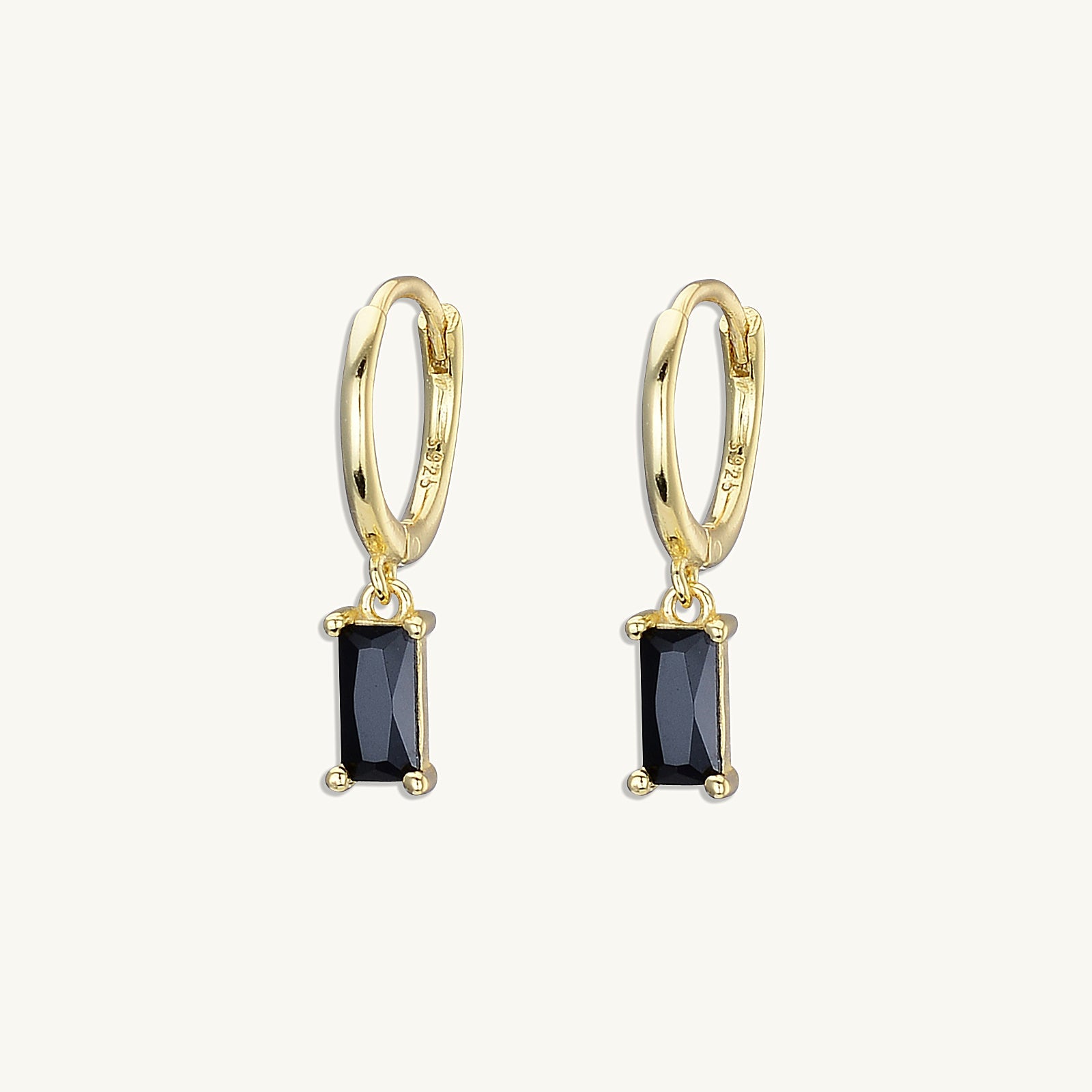 Black Baguette Hoop Earrings - Camile & Stone