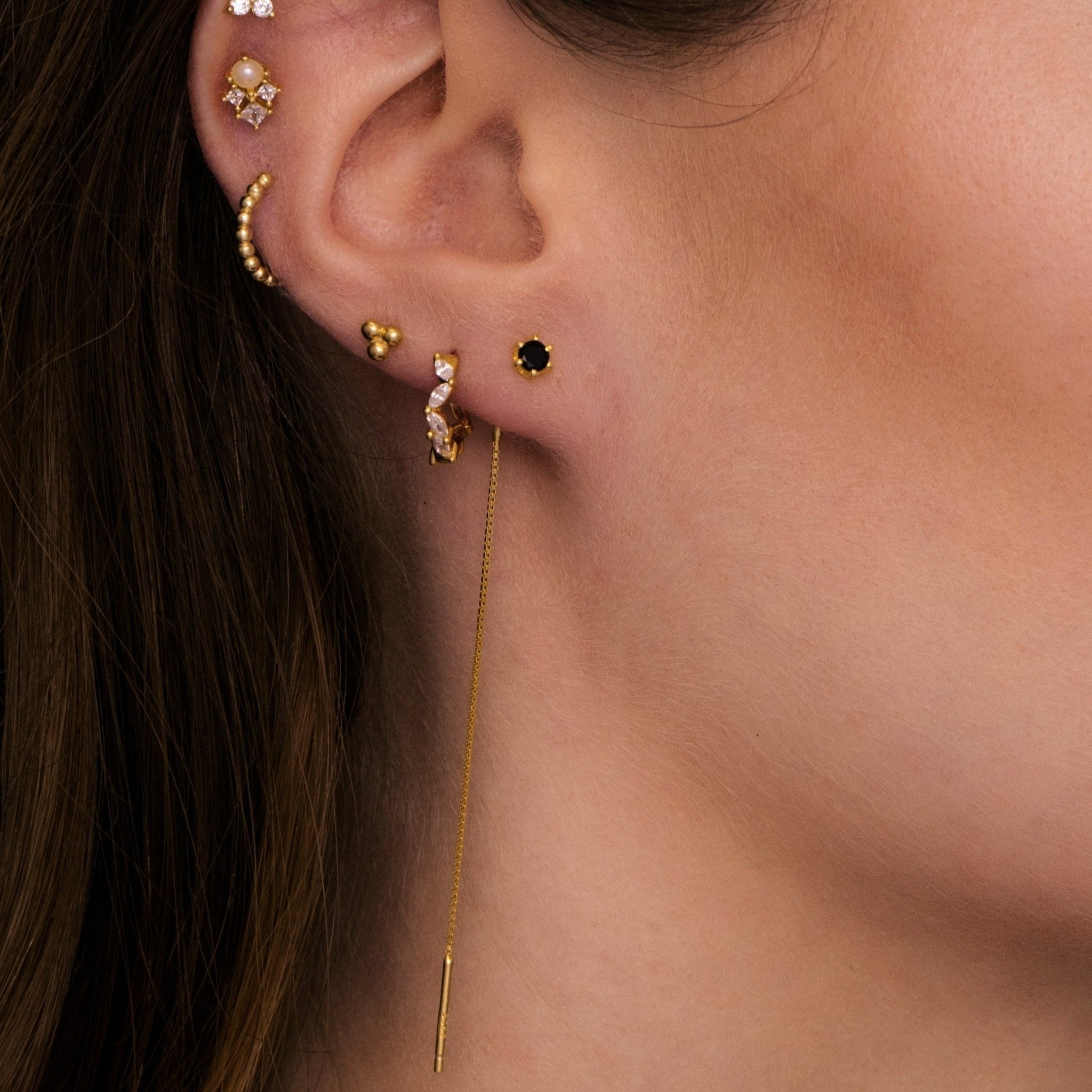 Black Sapphire Threader Earrings - Camile & Stone