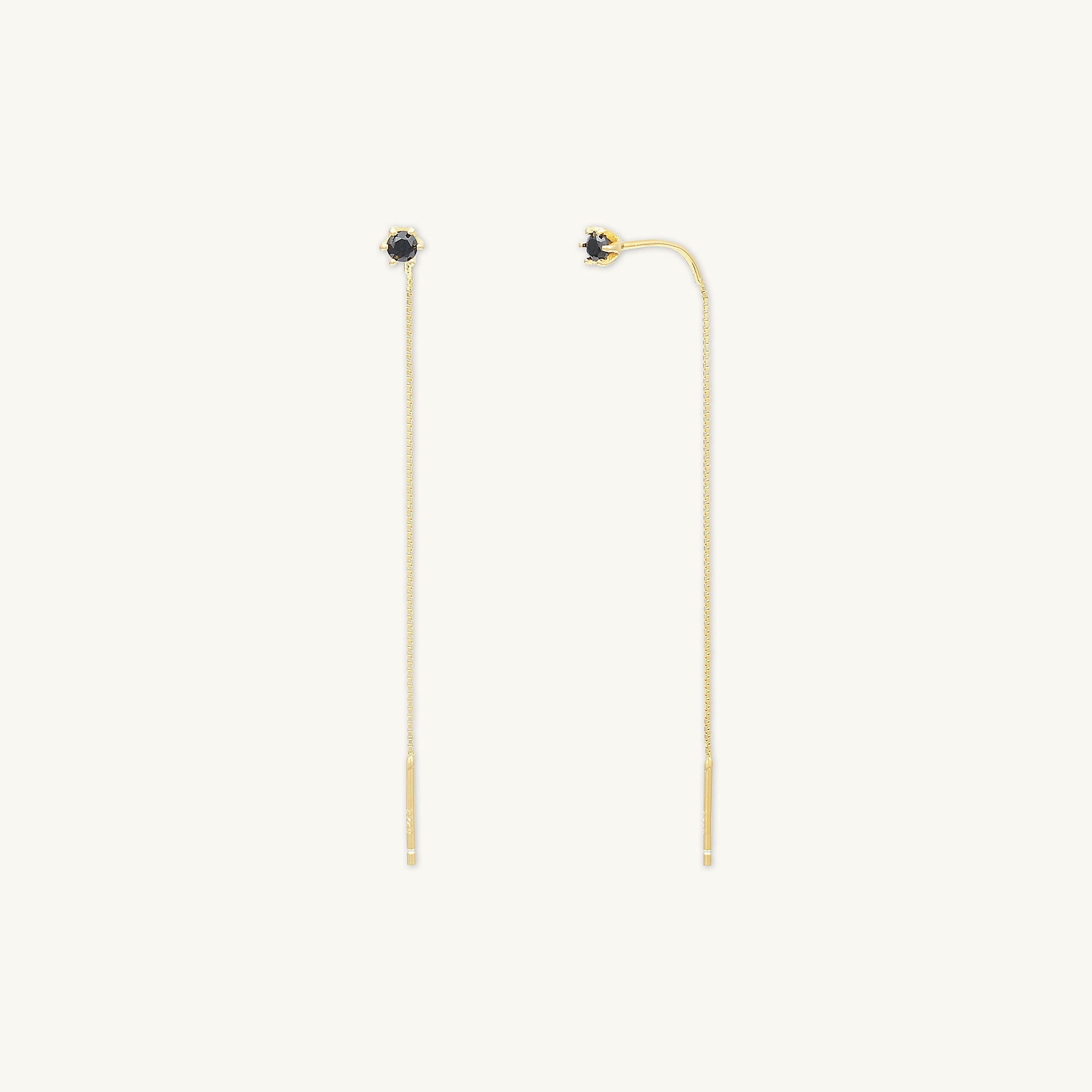 Black Sapphire Threader Earrings - Camile & Stone