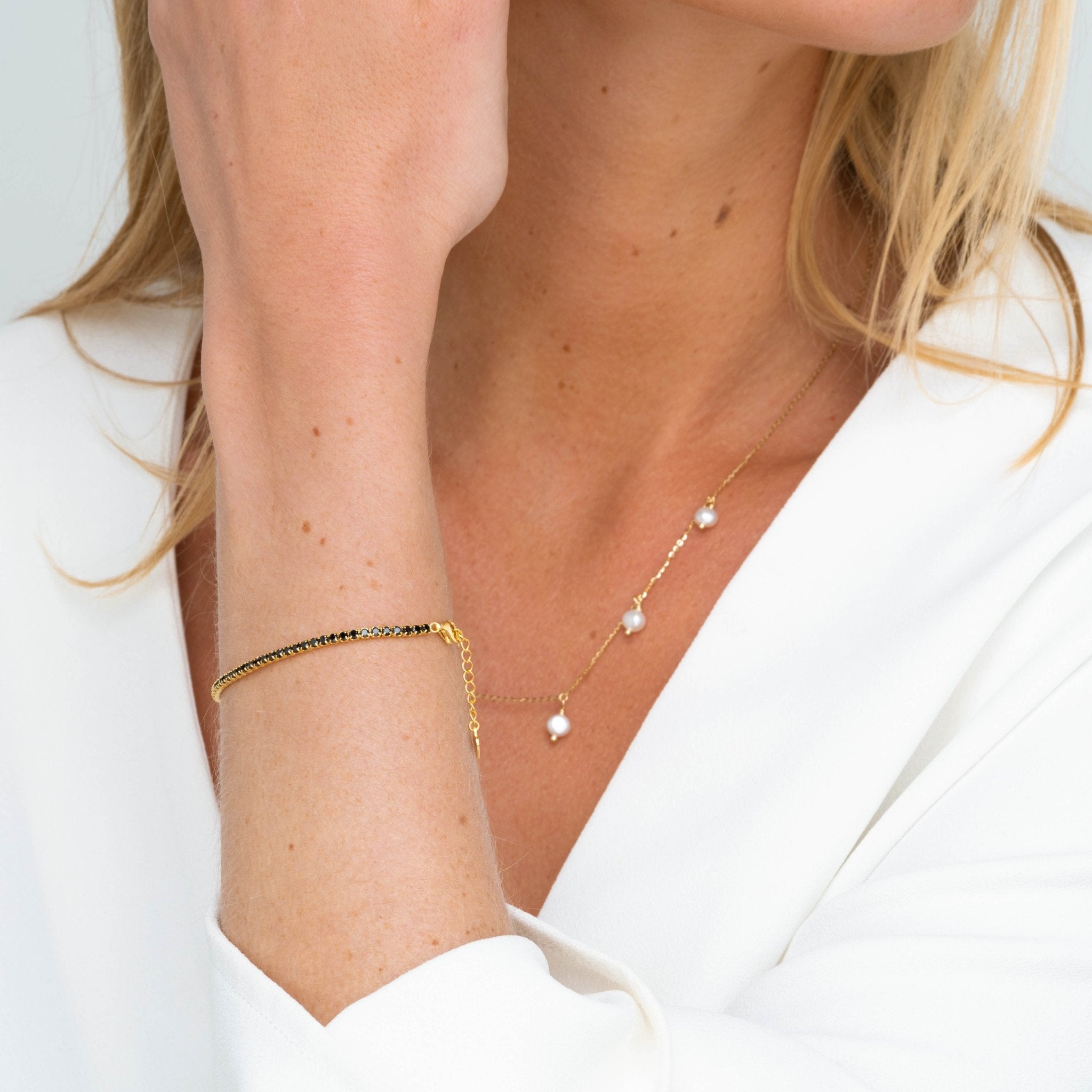 Black Tennis Link Chain Bracelet - Camile & Stone