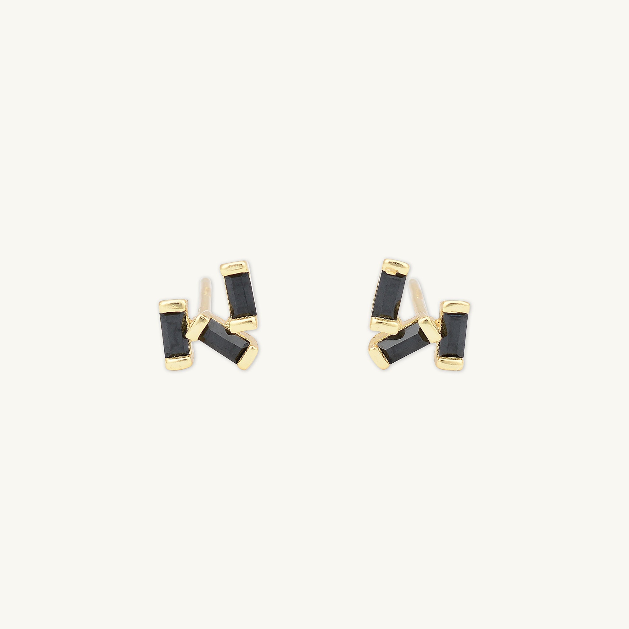 Black Trio Baguette Earrings - Camile & Stone