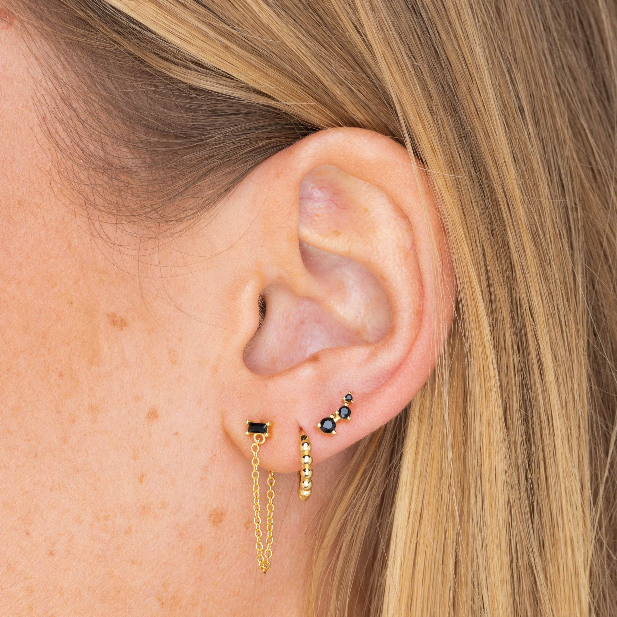 Black Trio Sapphire Stud Earrings - Camile & Stone