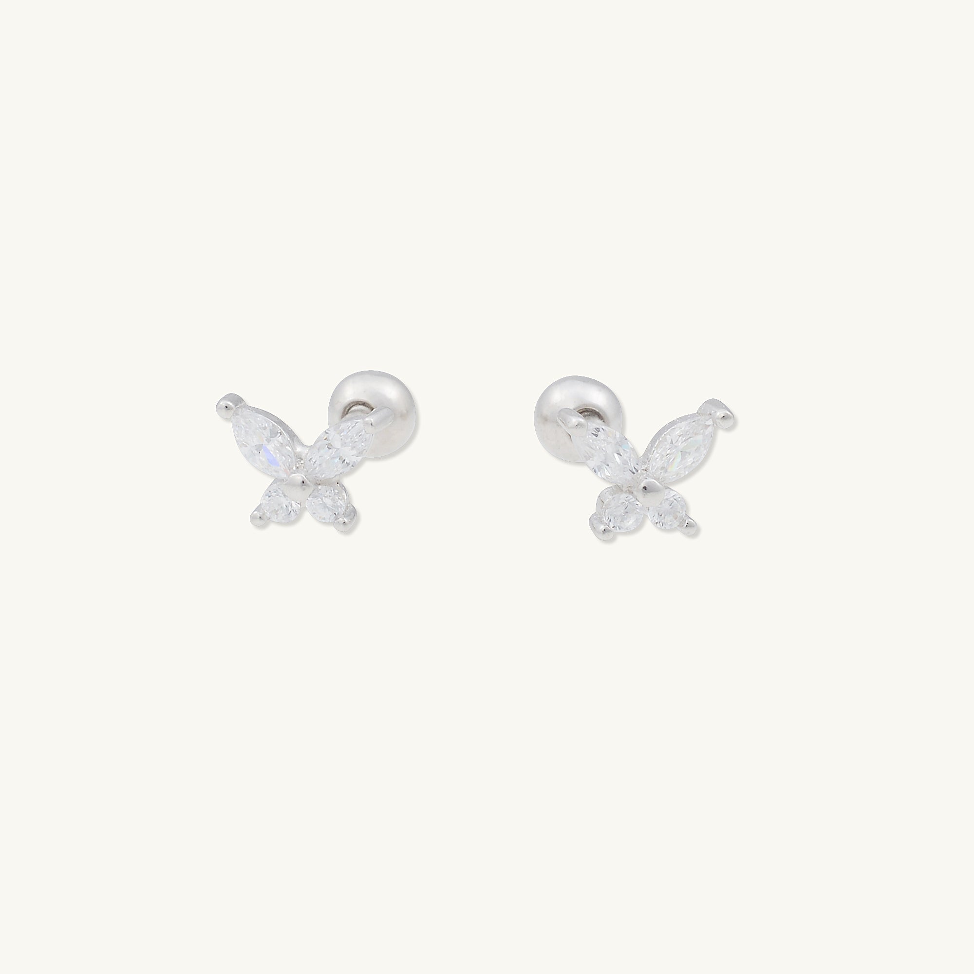 Butterfly Sapphire Barbell Stud Cartilage Earrings - Camile & Stone