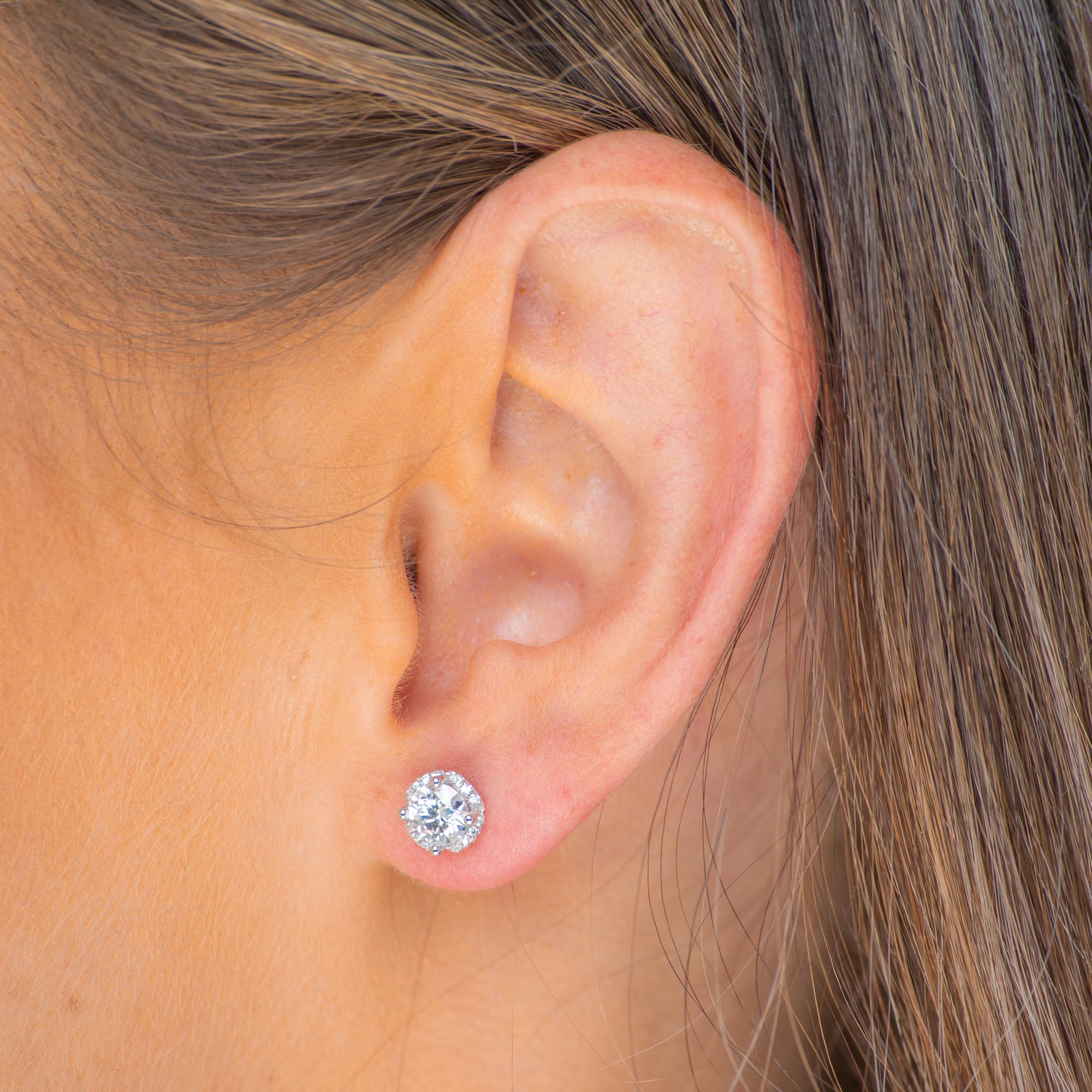 Clover Cushioned Halo Moissanite Stud Earrings 0.5 Carat - Camile & Stone