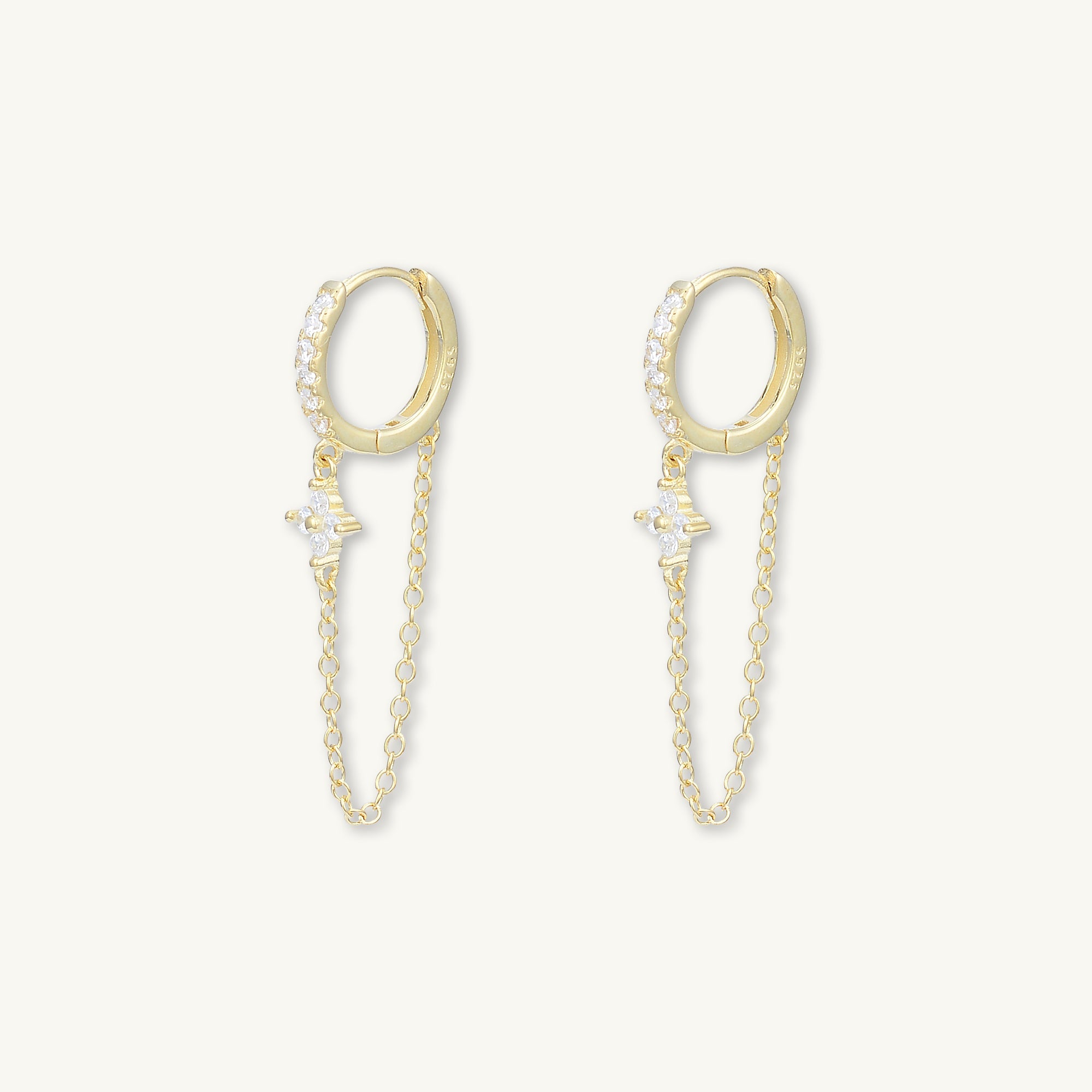 Clover Sapphire Dangling Huggie Earrings - Camile & Stone