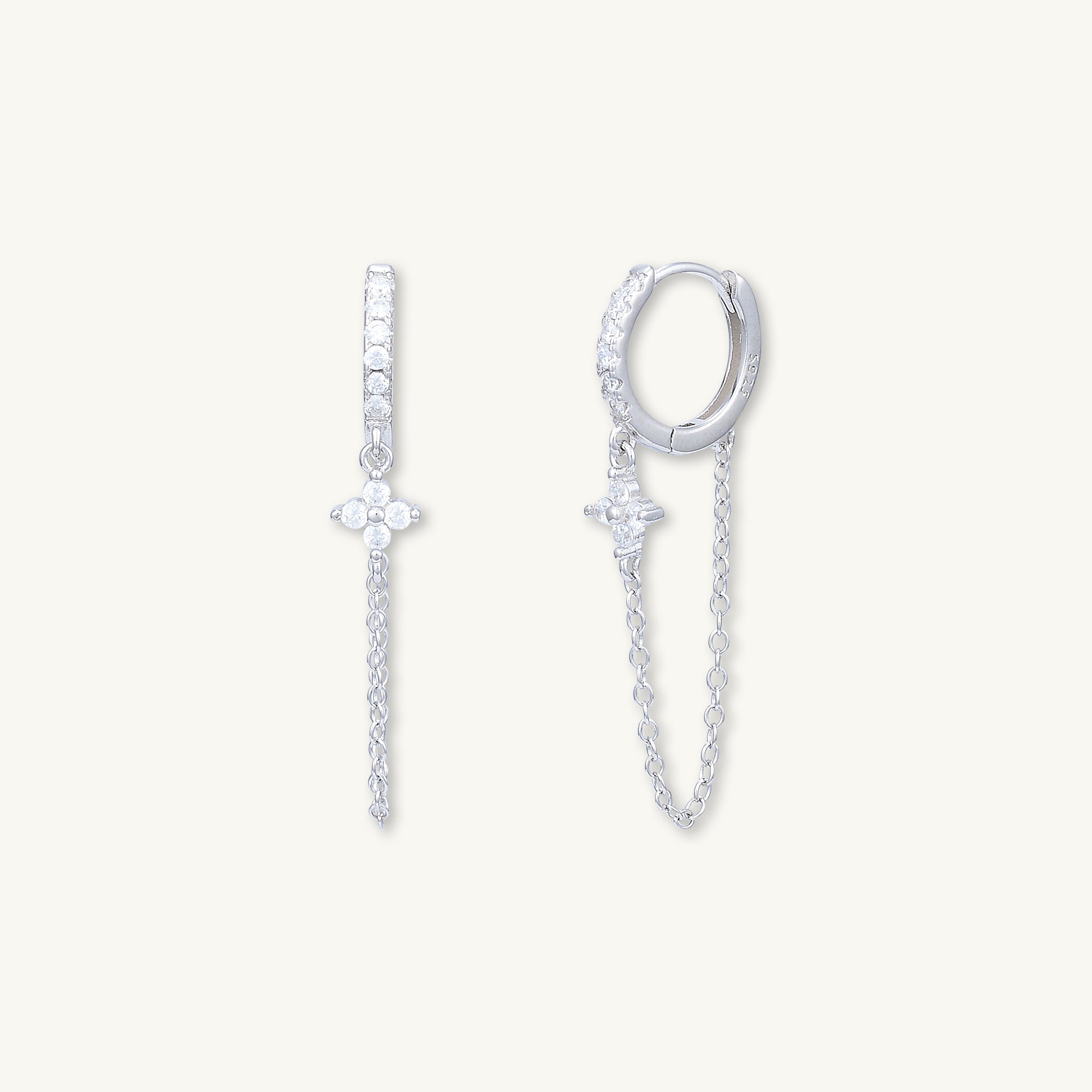 Clover Sapphire Dangling Huggie Earrings - Camile & Stone