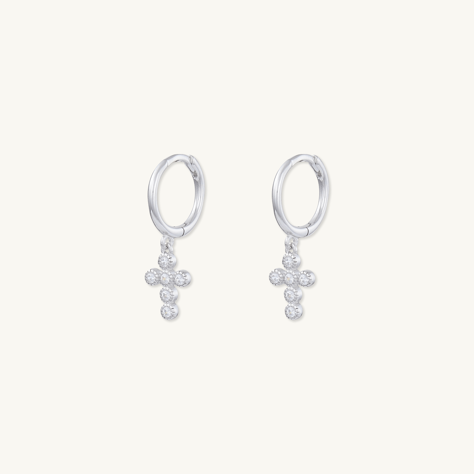 Cross Sapphire Huggie Earrings - Camile & Stone