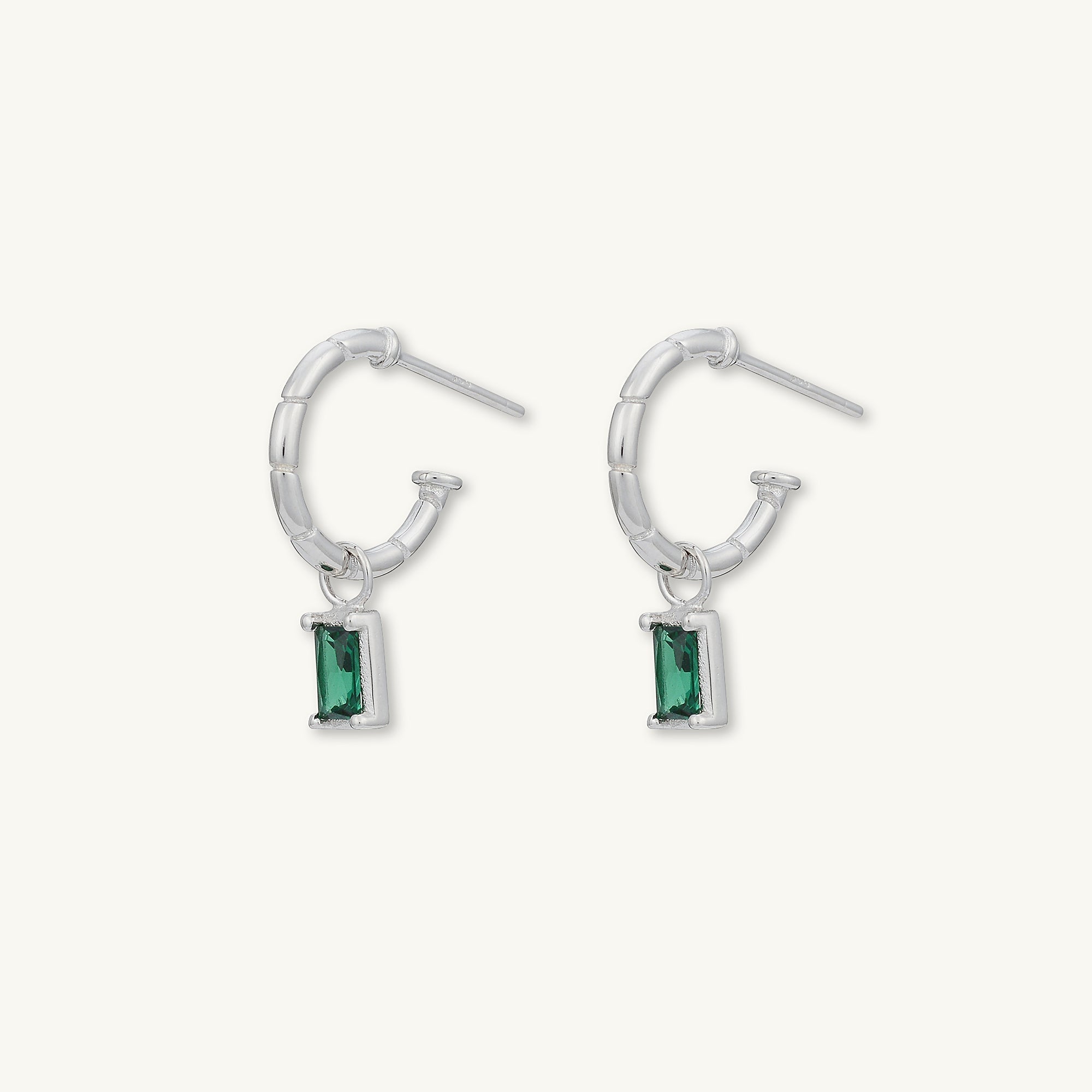 Emerald Baguette Drop Bezel Earrings - Camile & Stone