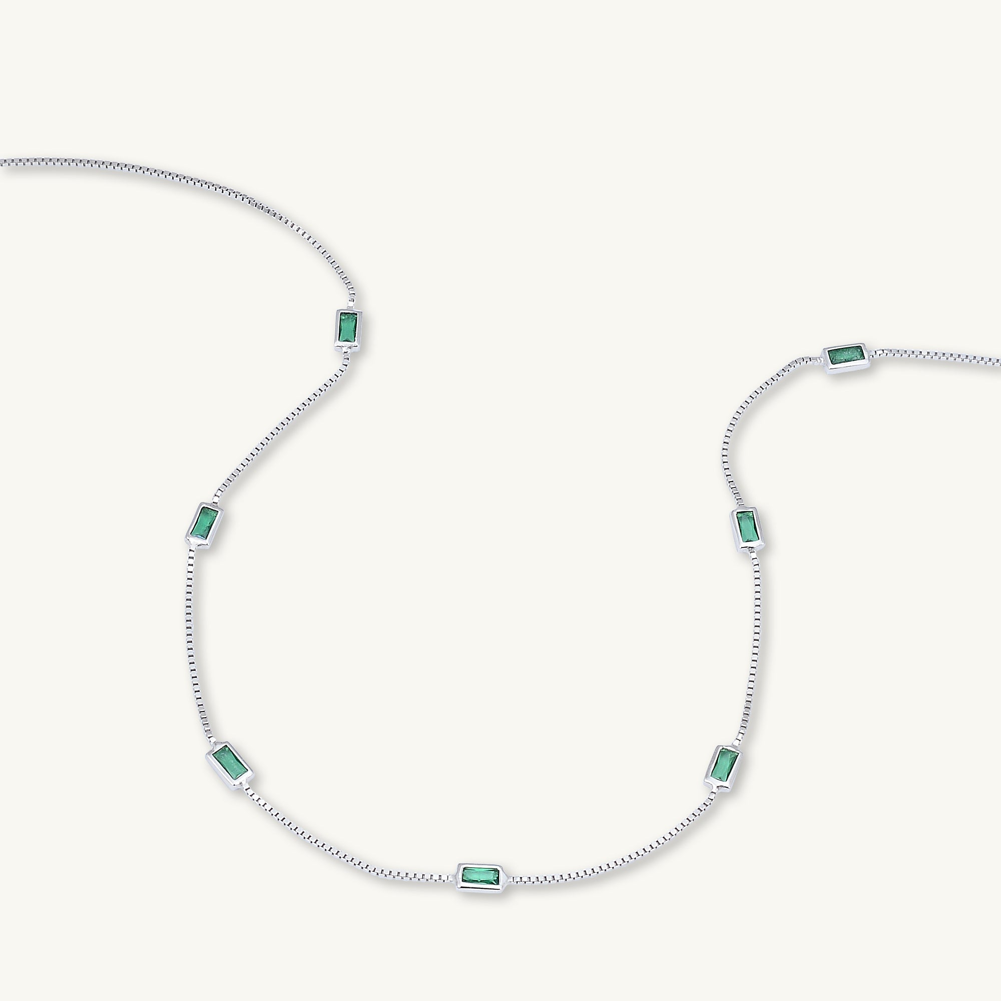 Emerald Baguette Station Necklace - Camile & Stone
