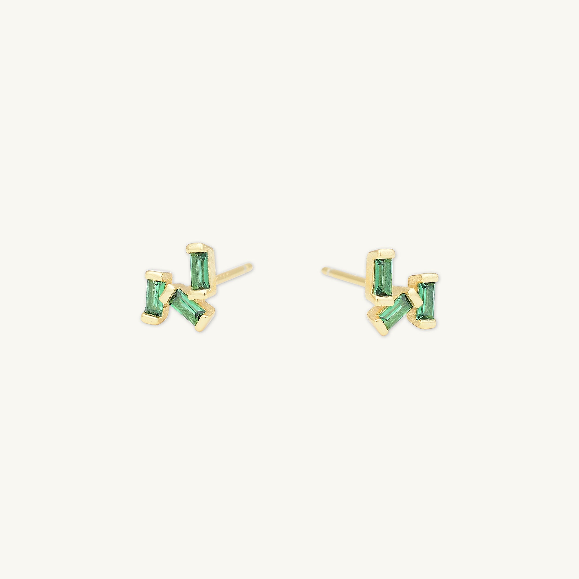 Emerald Green Trio Baguette Earrings - Camile & Stone