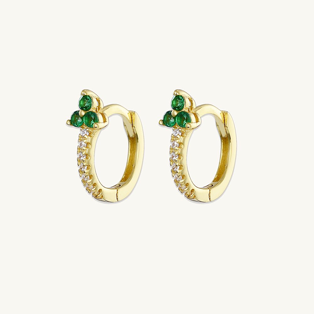 Emerald Lotus Sapphire Hoop Earrings - Camile & Stone