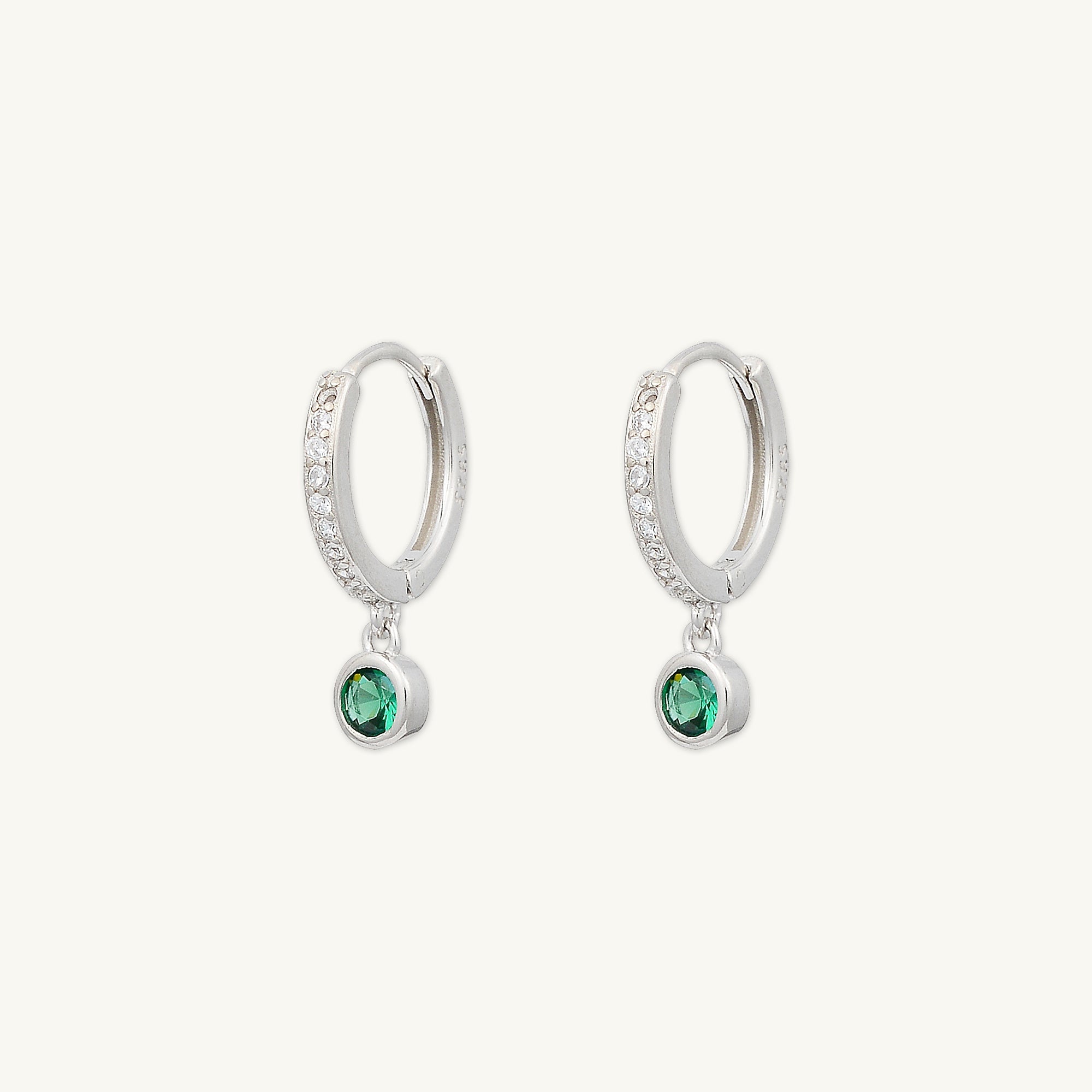 Emerald Sapphire Drop Hoop Earrings - Camile & Stone