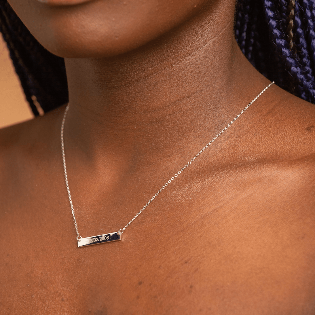 Engraved Date Bar Necklace - Camile & Stone