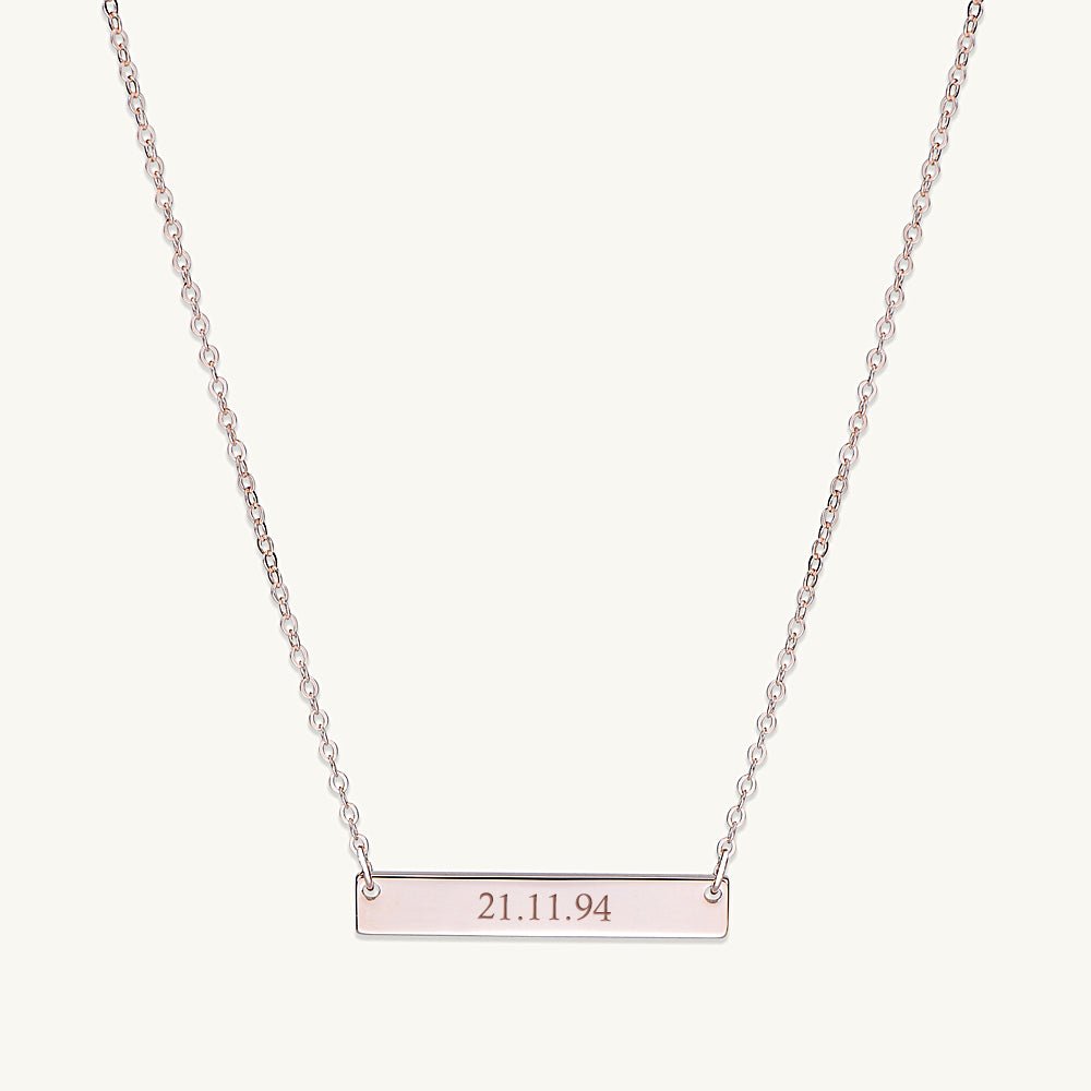 Engraved Date Bar Necklace - Camile & Stone