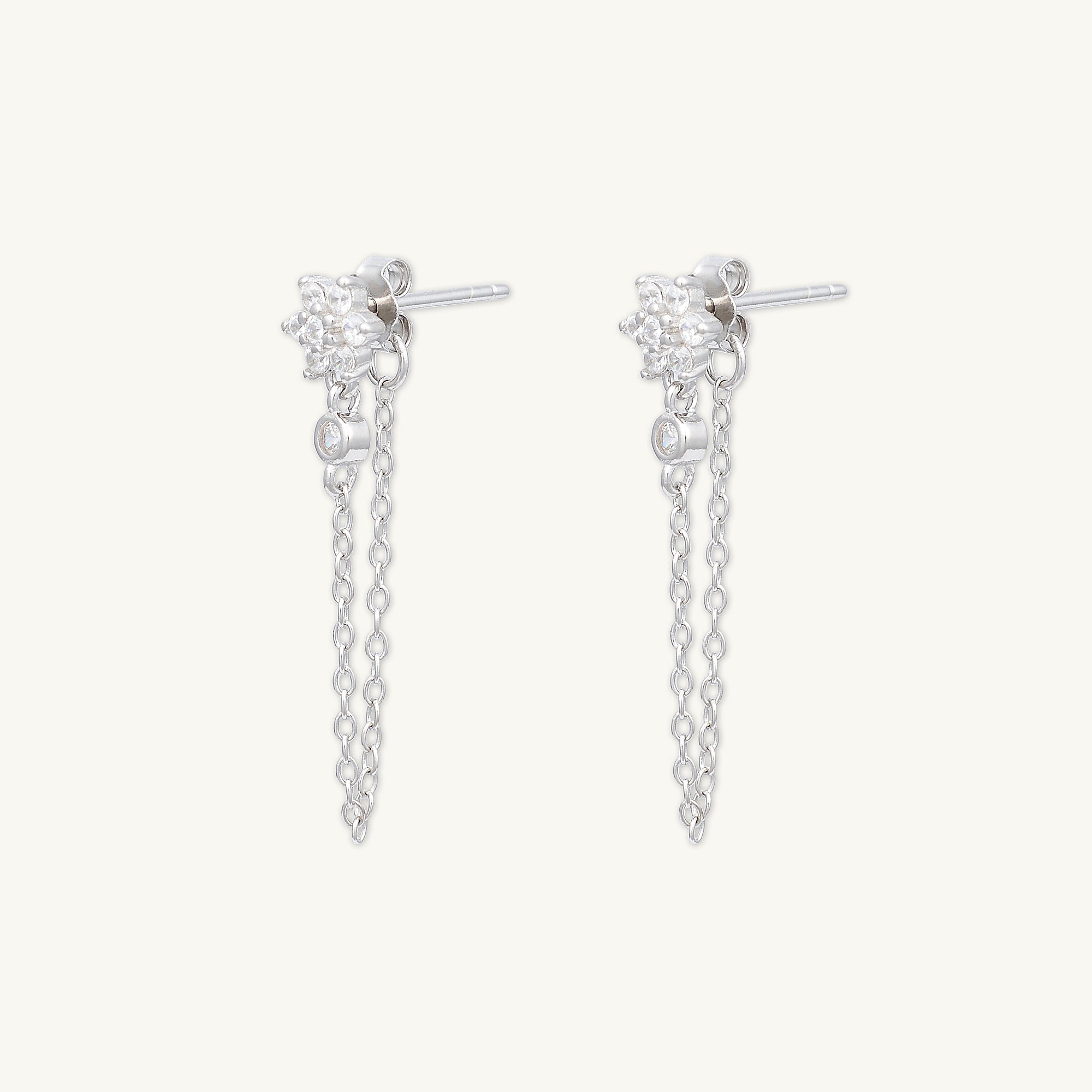 Flower Sapphire Dangle Chain Earrings - Camile & Stone