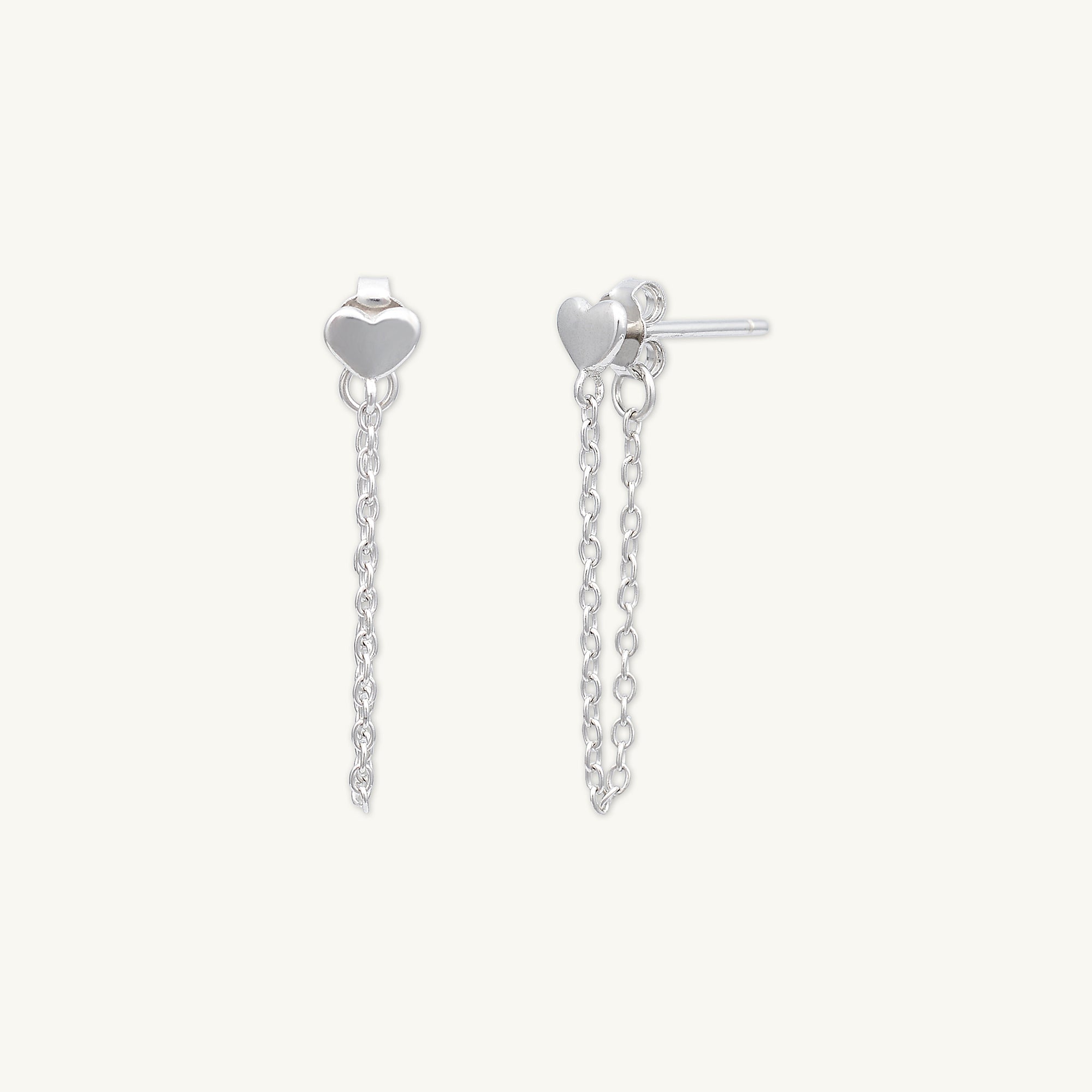 Heart Dangle Chain Earrings - Camile & Stone