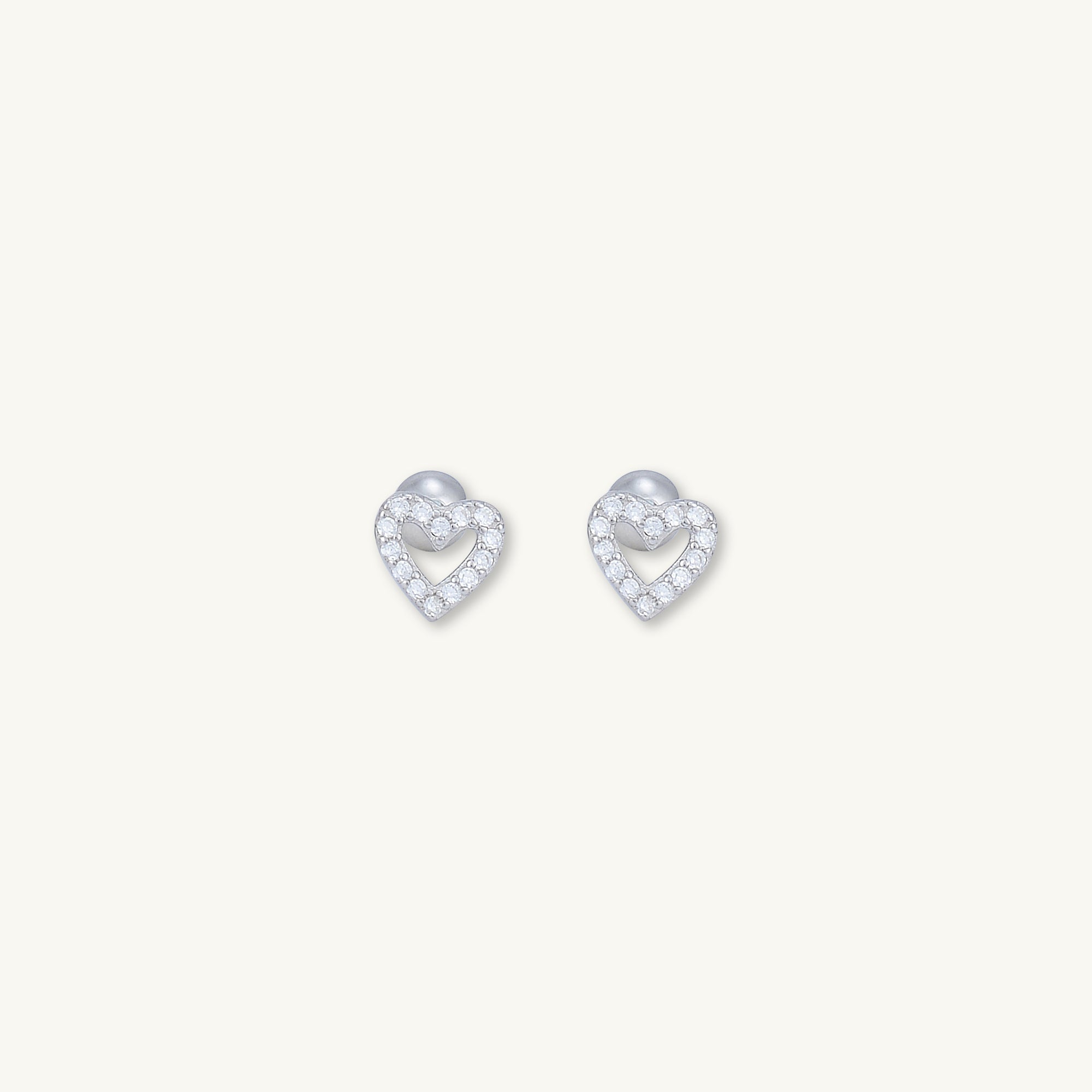 Heart Sapphire Barbell Stud Flat Back Earrings - Camile & Stone