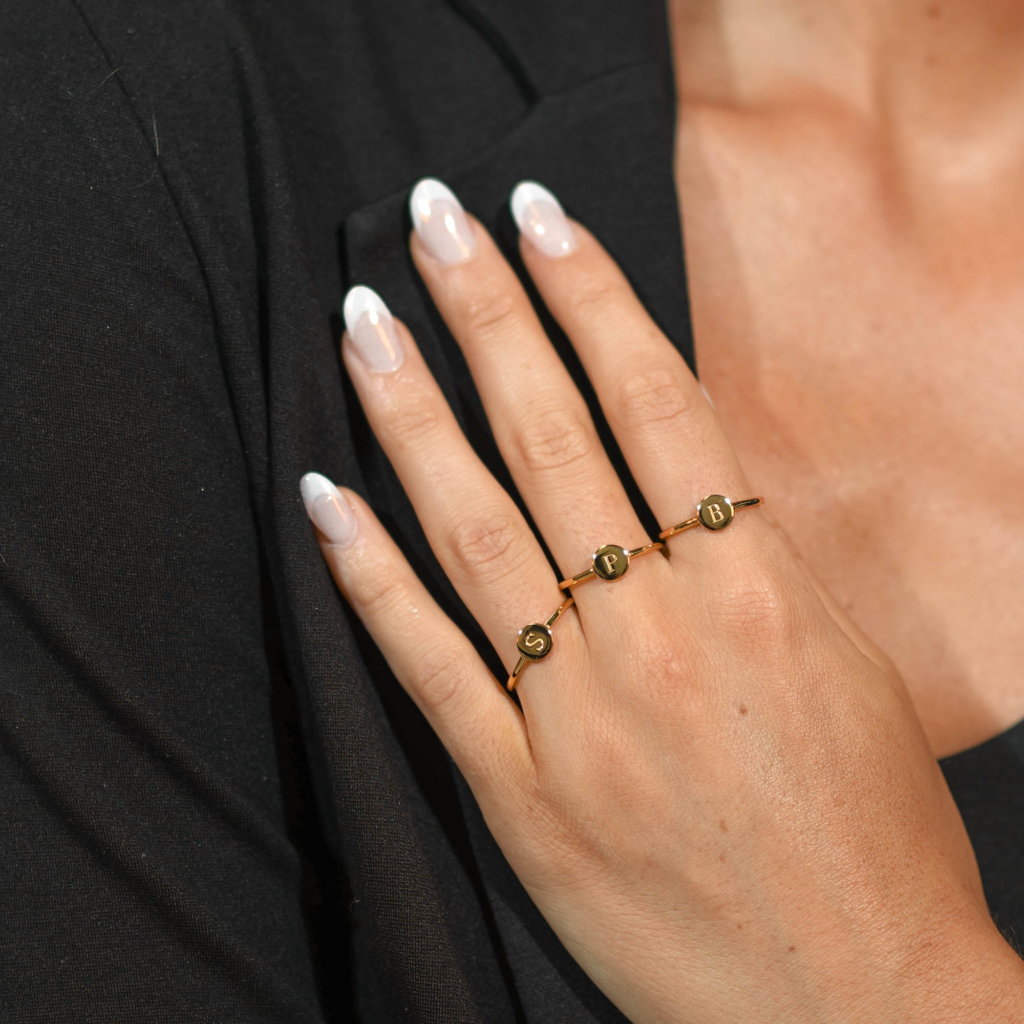 Initial Letter Dot Ring - Camile & Stone