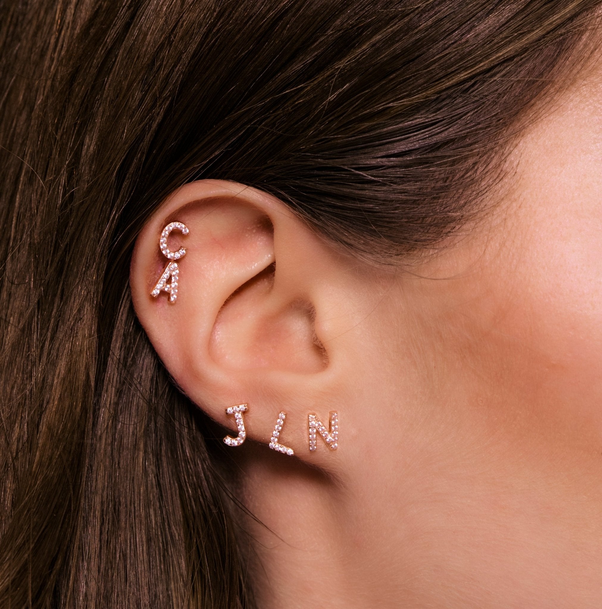 Initial Letter Sapphire Stud Earrings - Camile & Stone