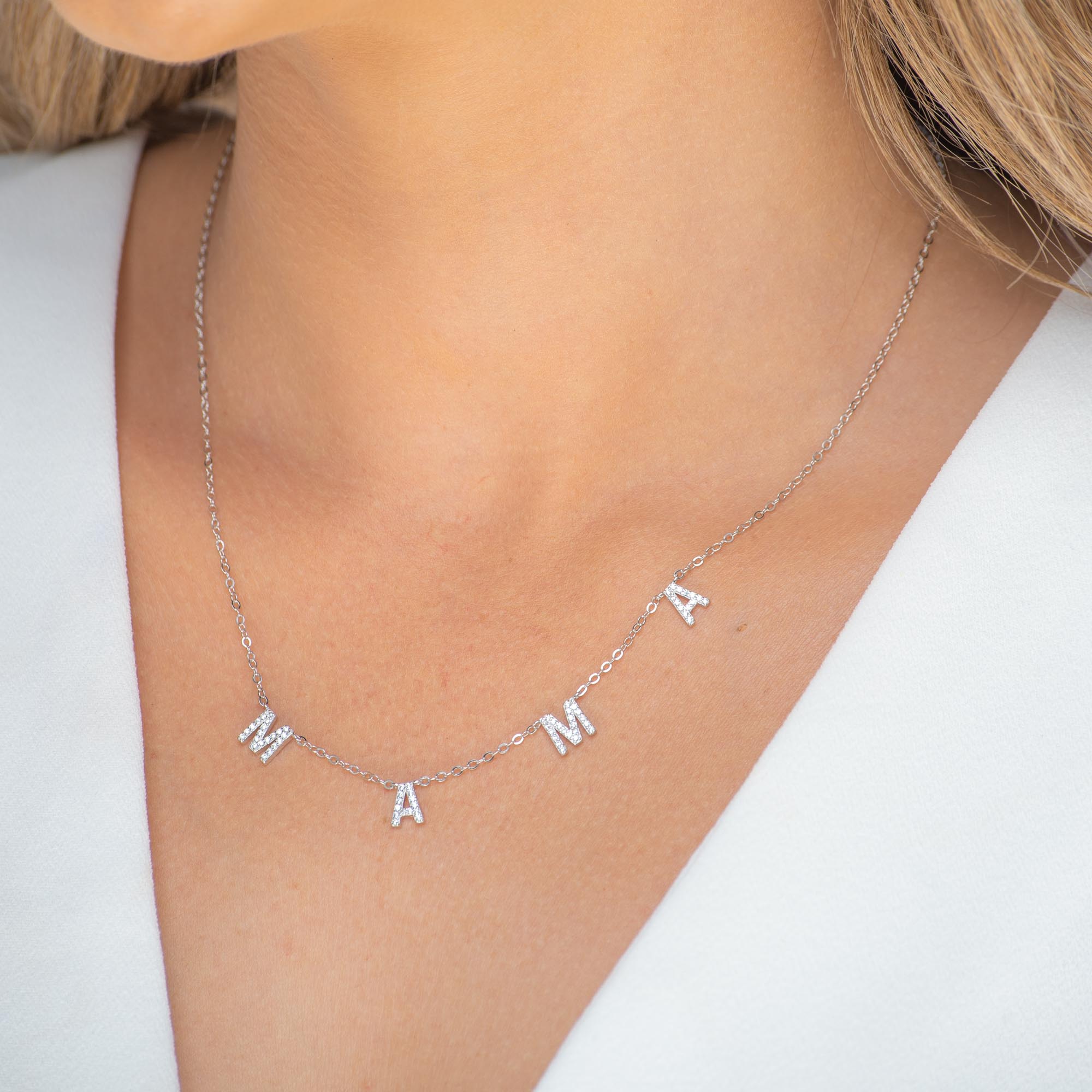 MAMA Sapphire Letter Necklace - Camile & Stone