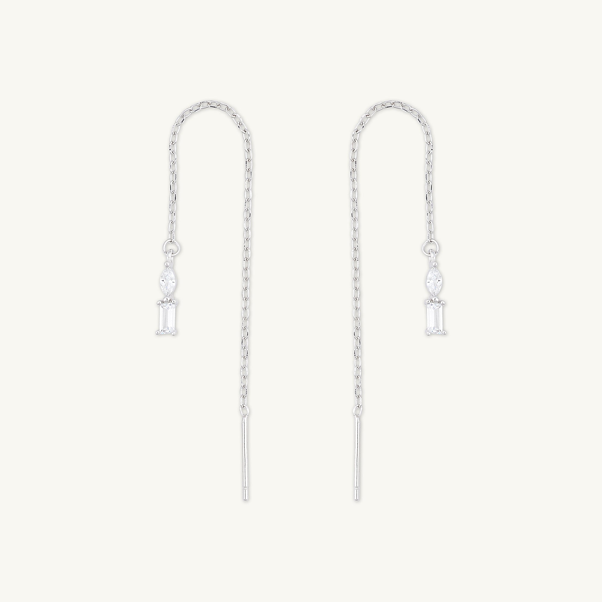 Marquise Sapphire Threader Earrings - Camile & Stone