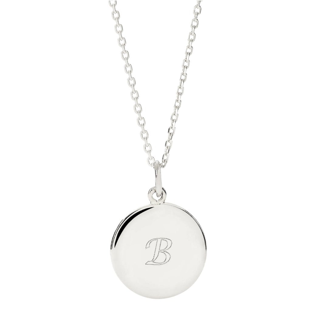Medallion Engraved Initial Letter Necklace - Camile & Stone