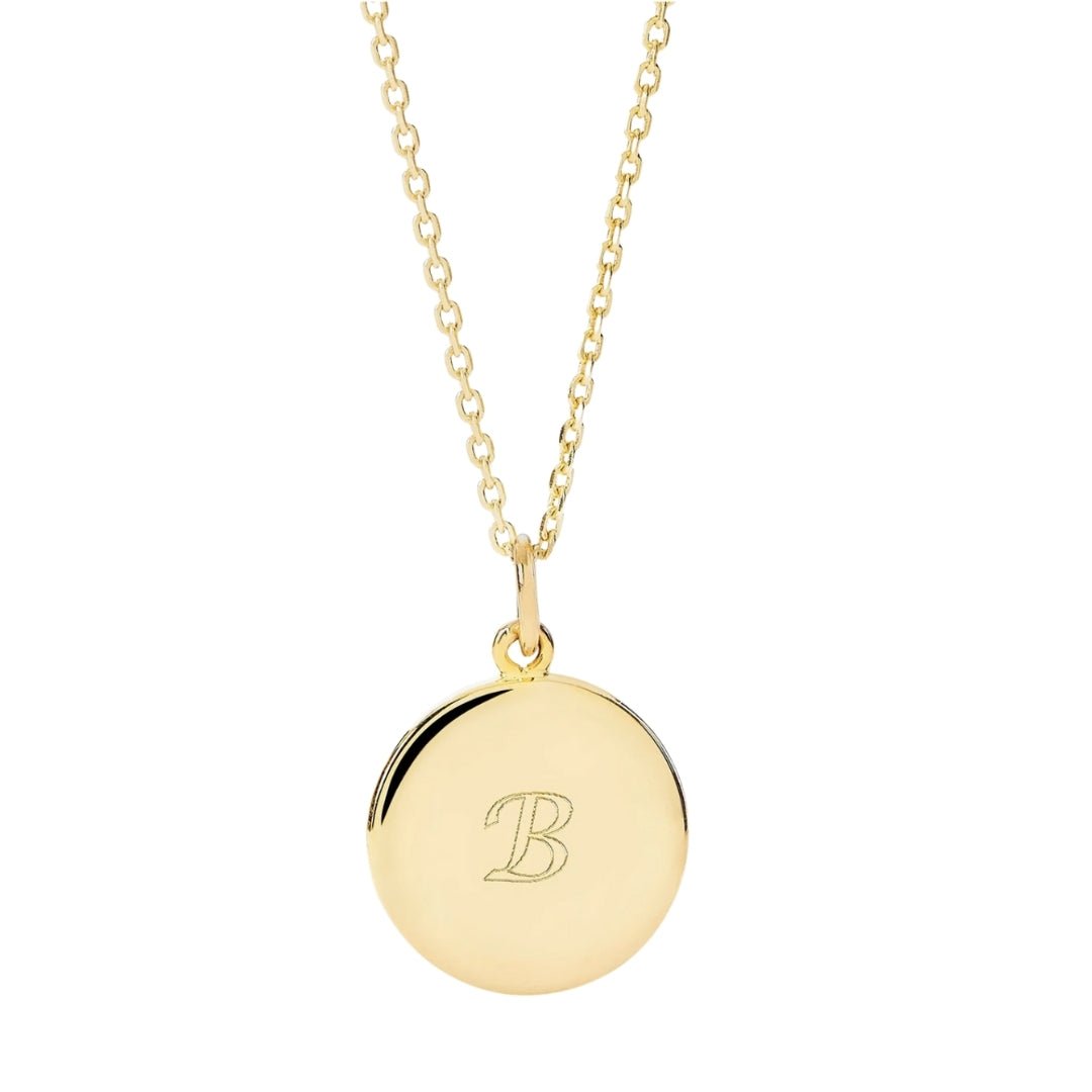 Medallion Engraved Initial Letter Necklace - Camile & Stone