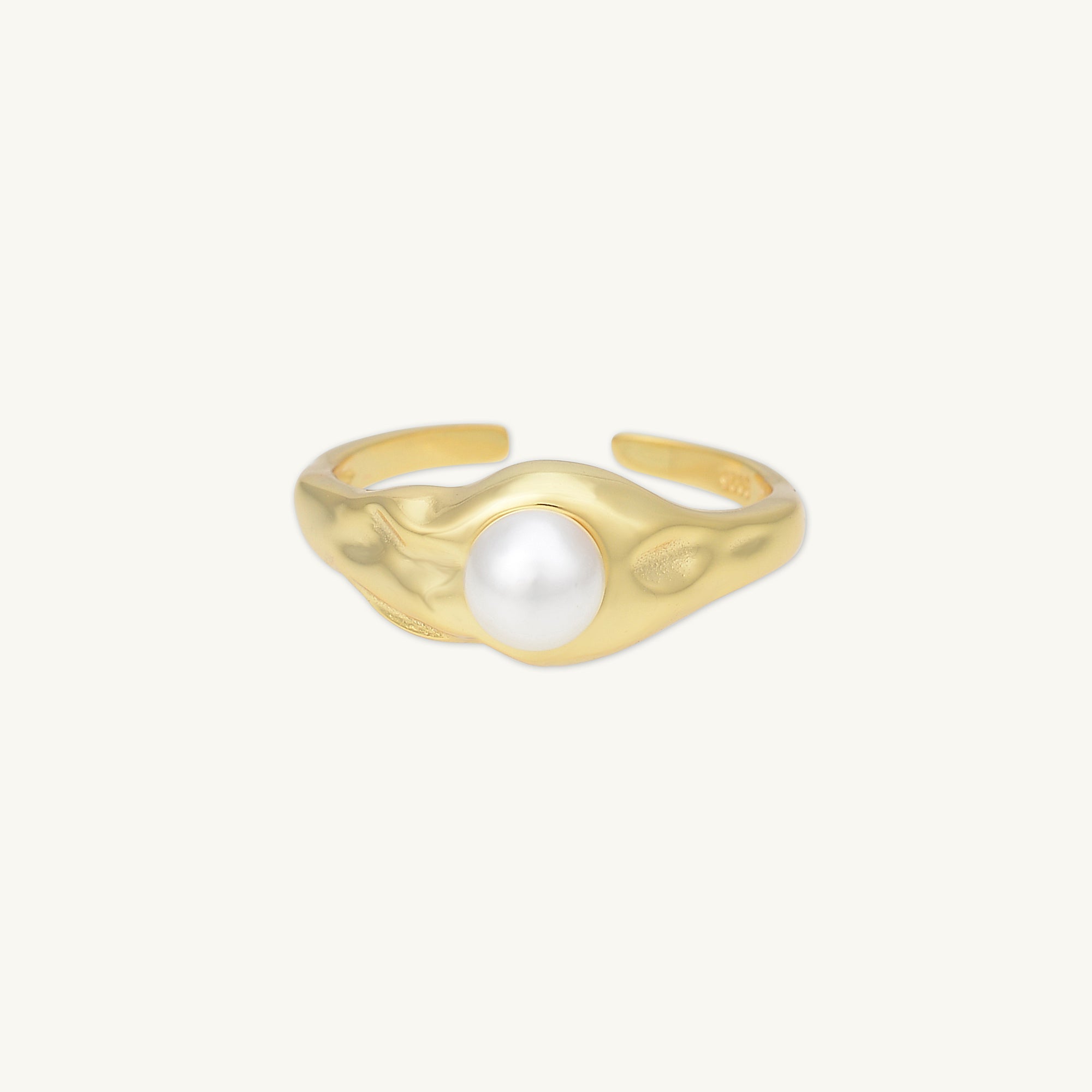 Molten Signet Pearl Open Ring - Camile & Stone