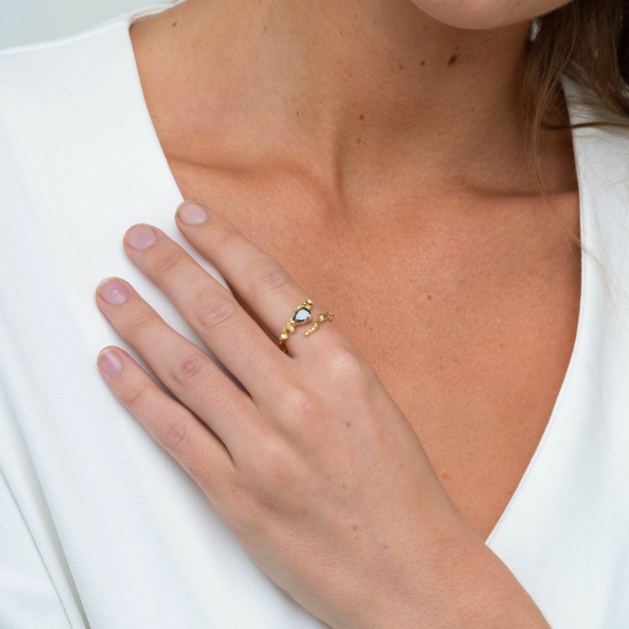 Molten Teardrop Wrap Open Ring - Camile & Stone